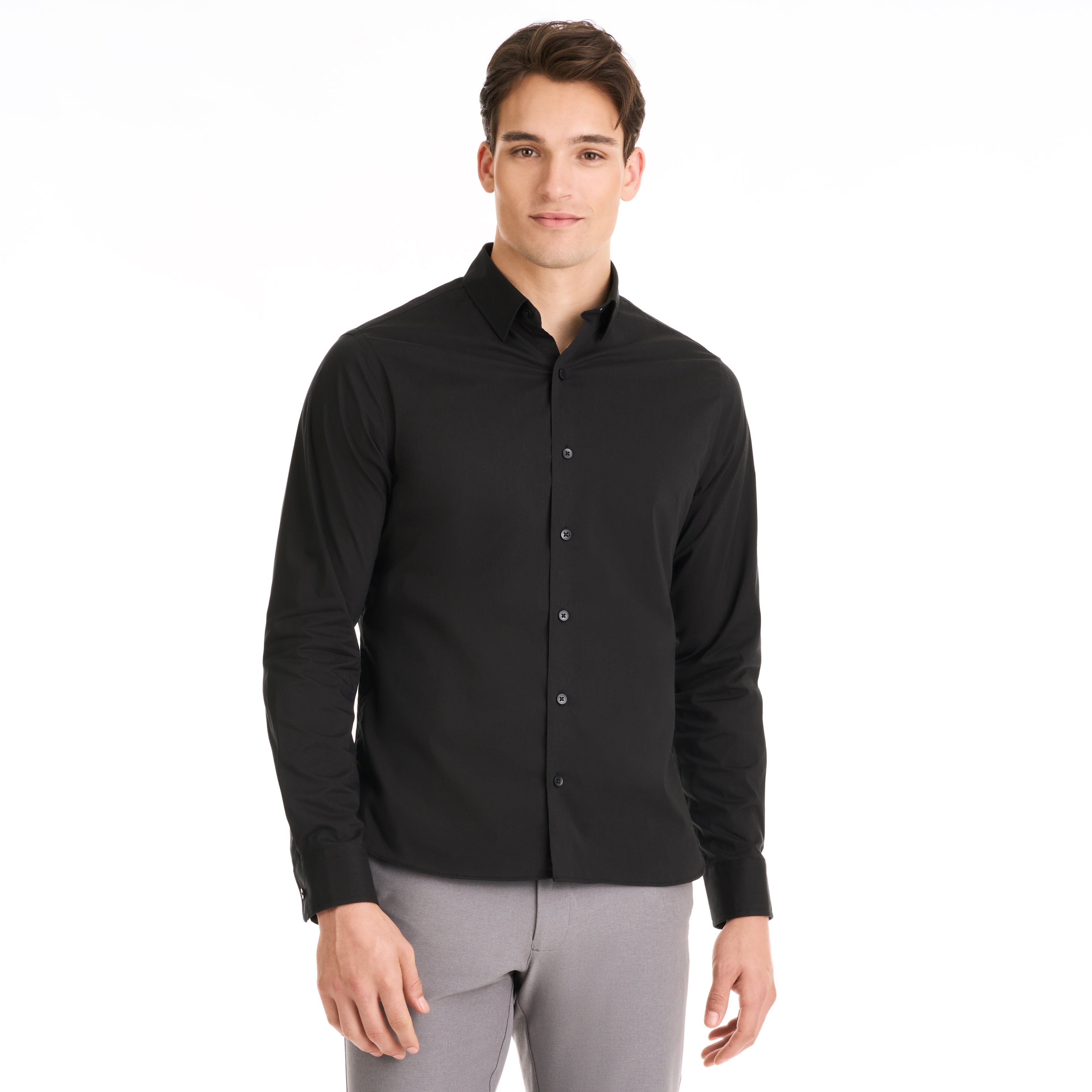 Cronbie Long Sleeve Stain Shield Solid Shirt - Slim Fit