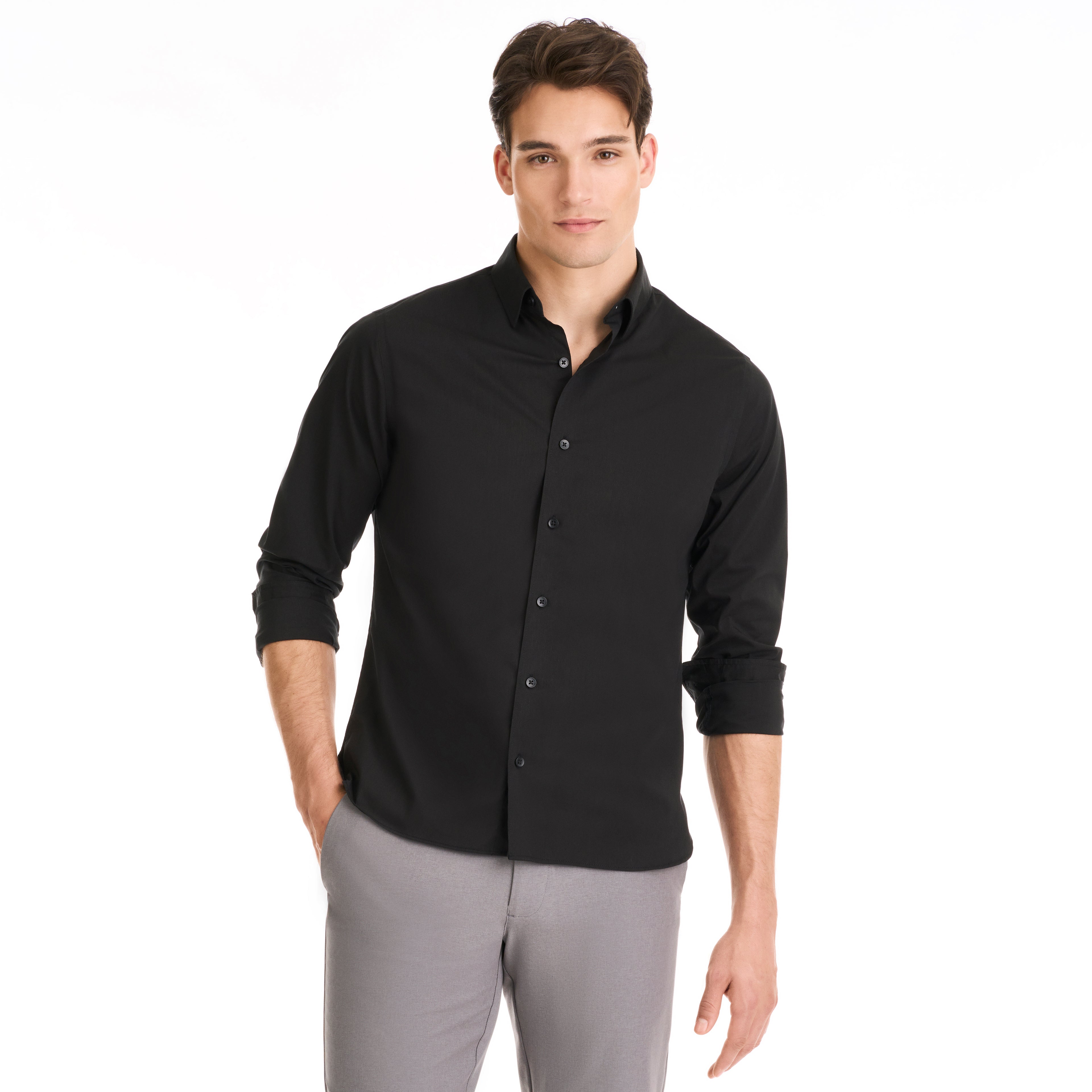 Cronbie Long Sleeve Stain Shield Solid Shirt - Slim Fit