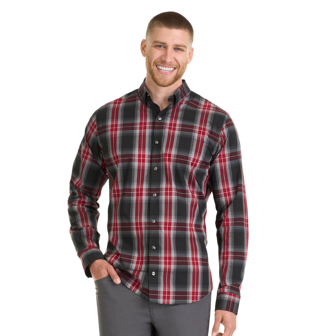 Essential Stain Shield Wovens Charcoal Plaid - Big &amp; Tall