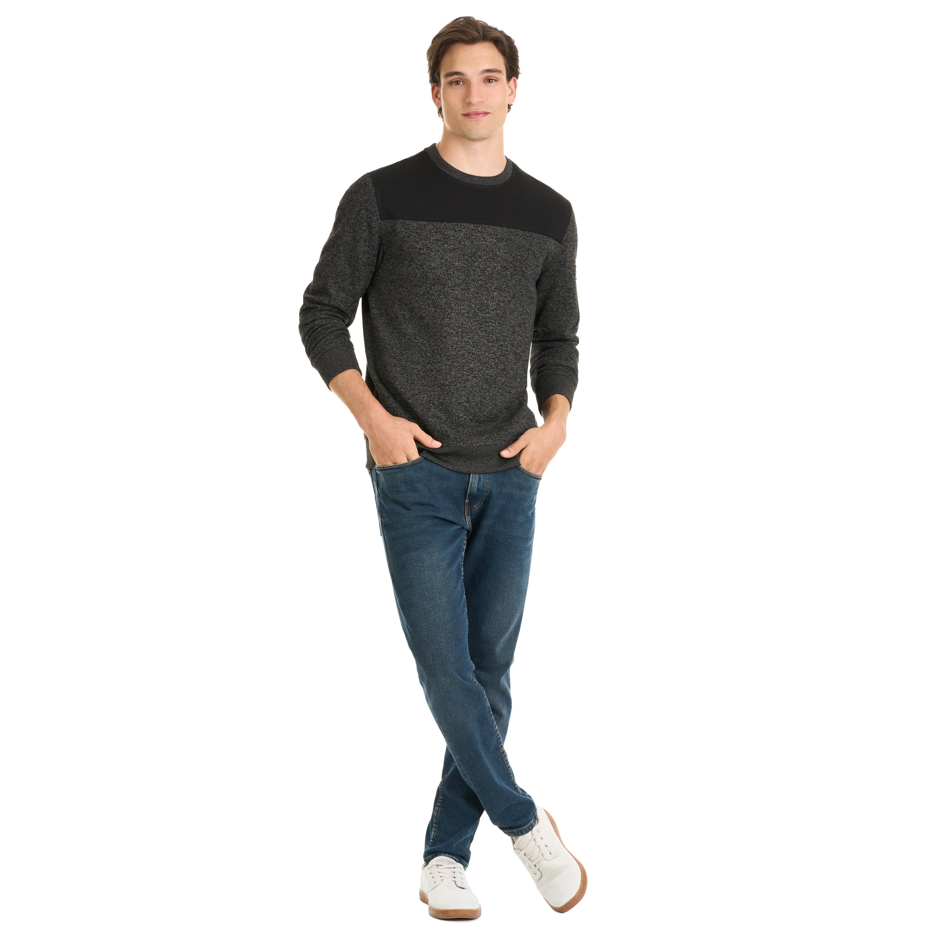 Essential Sweater Fleece Blocked Pocket Crew – Regular Fit