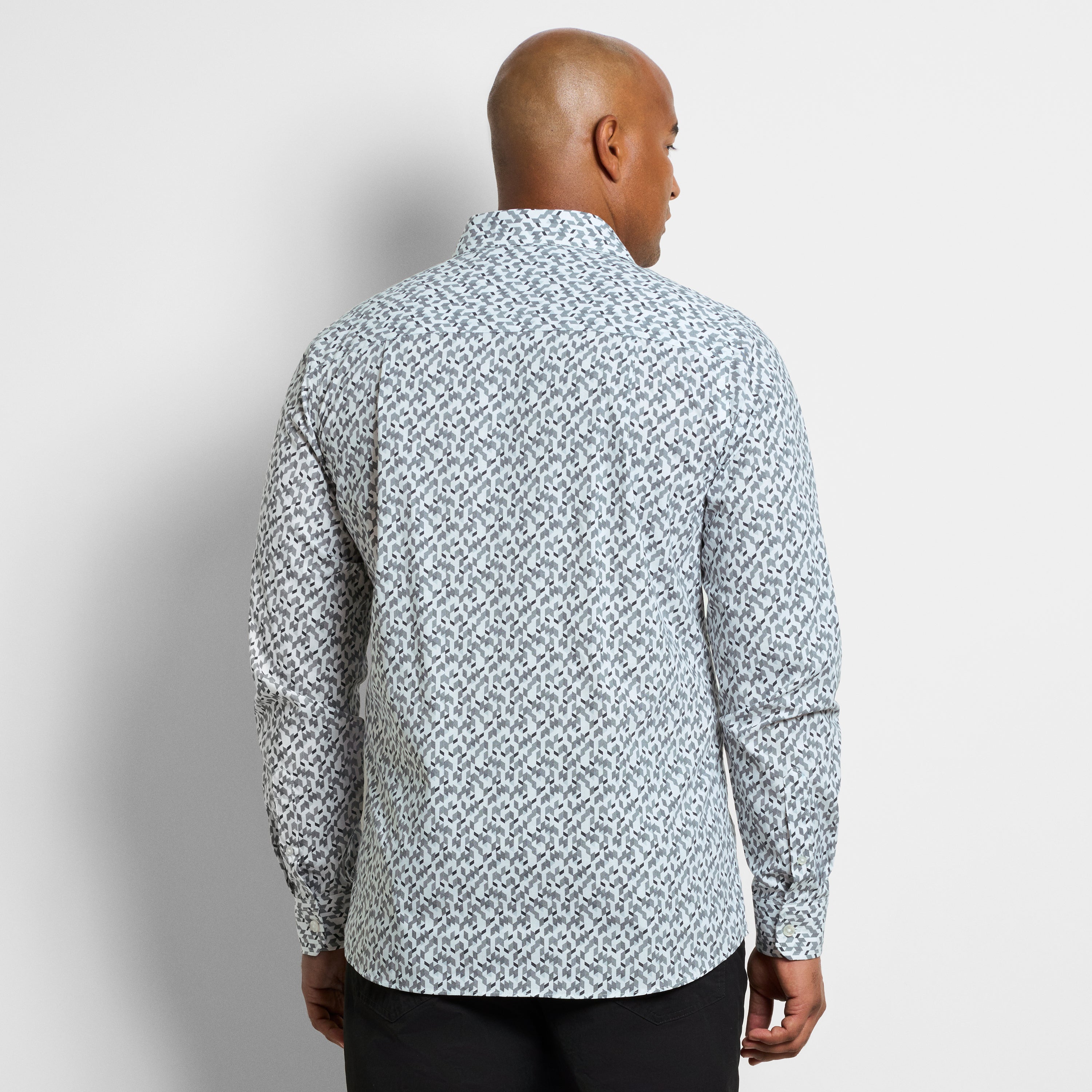 Cronbie Long Sleeve Stain Shield Shirt New Geo Print – Big & Tall