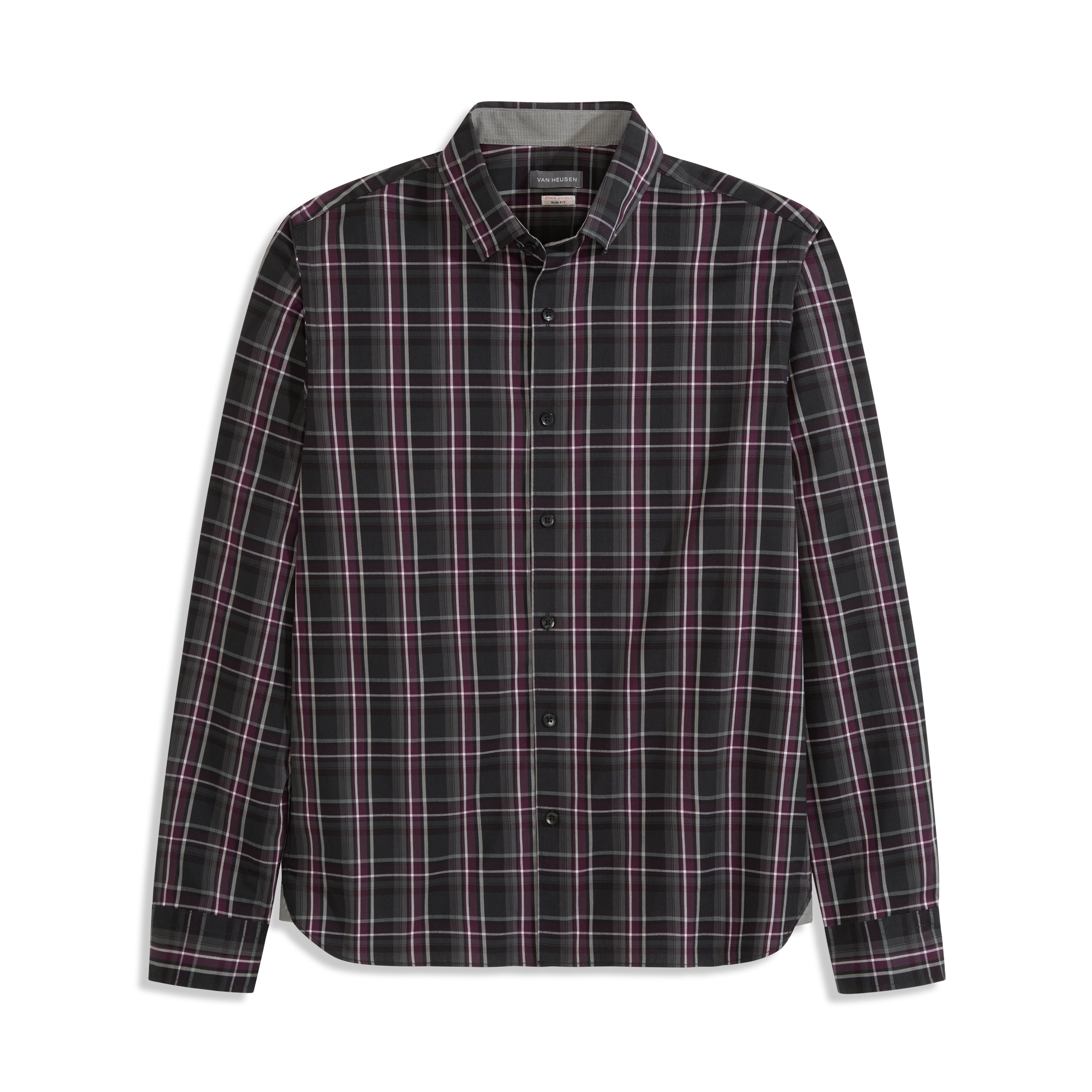 Cronbie Long Sleeve Stain Shield Shirt Dark Plaid Print - Slim Fit