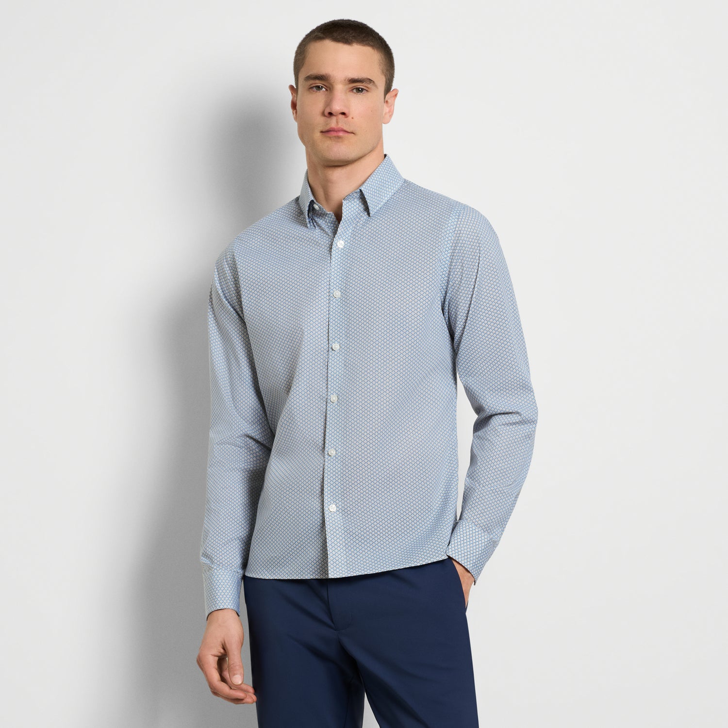 Cronbie Long Sleeve Stain Shield Shirt Mountain Print - Slim Fit