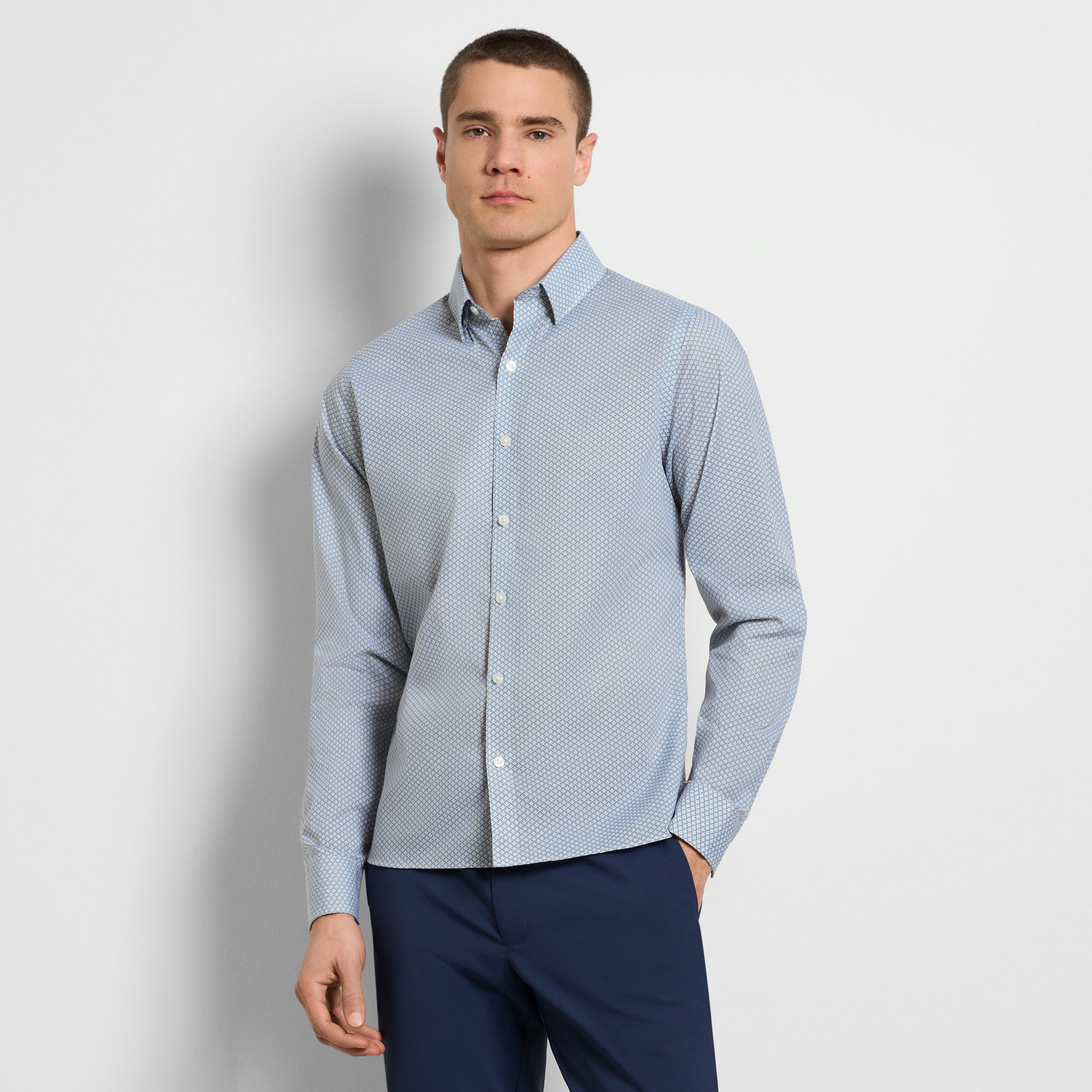 Cronbie Long Sleeve Stain Shield Shirt Mountain Print - Slim Fit