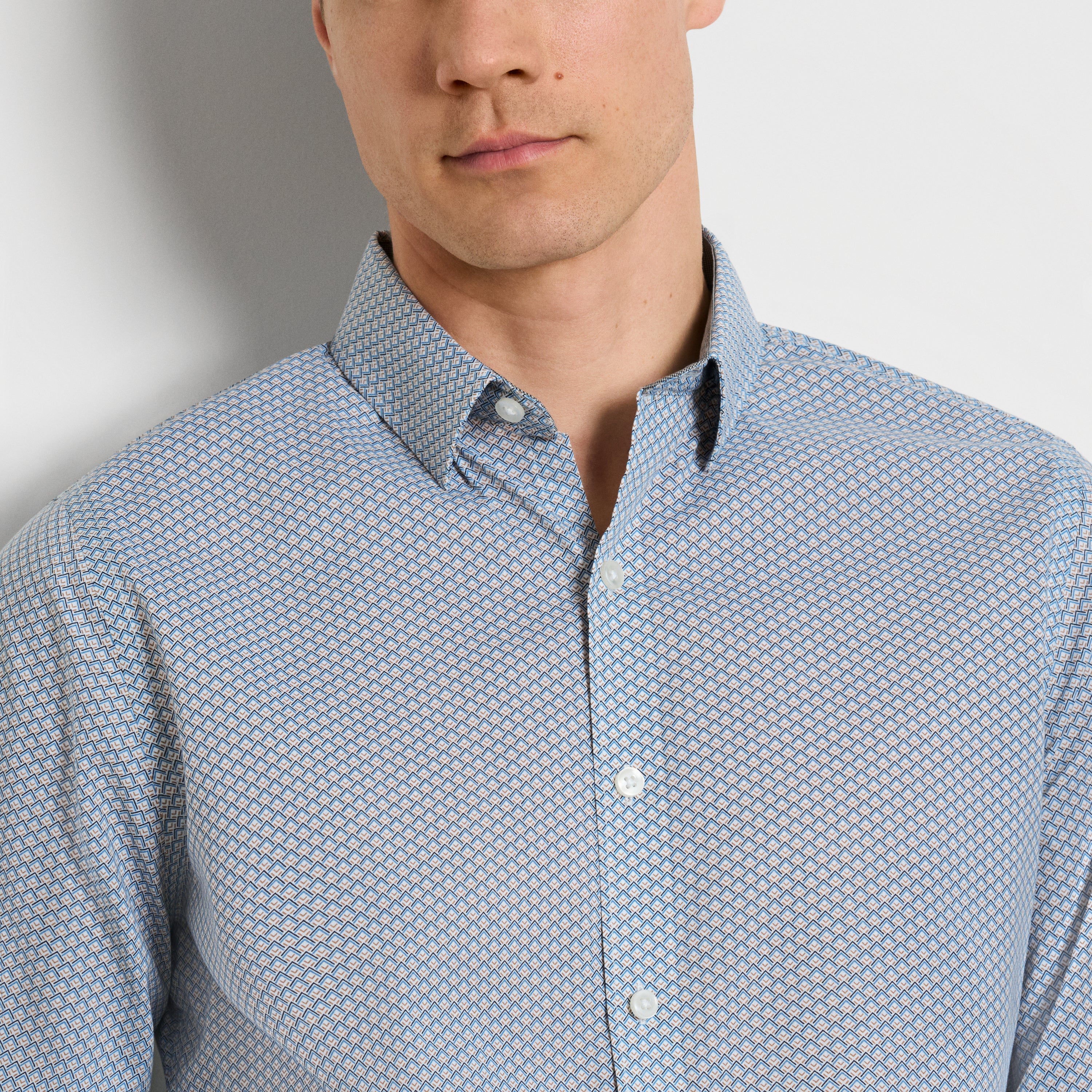 Cronbie Long Sleeve Stain Shield Shirt Mountain Print - Slim Fit