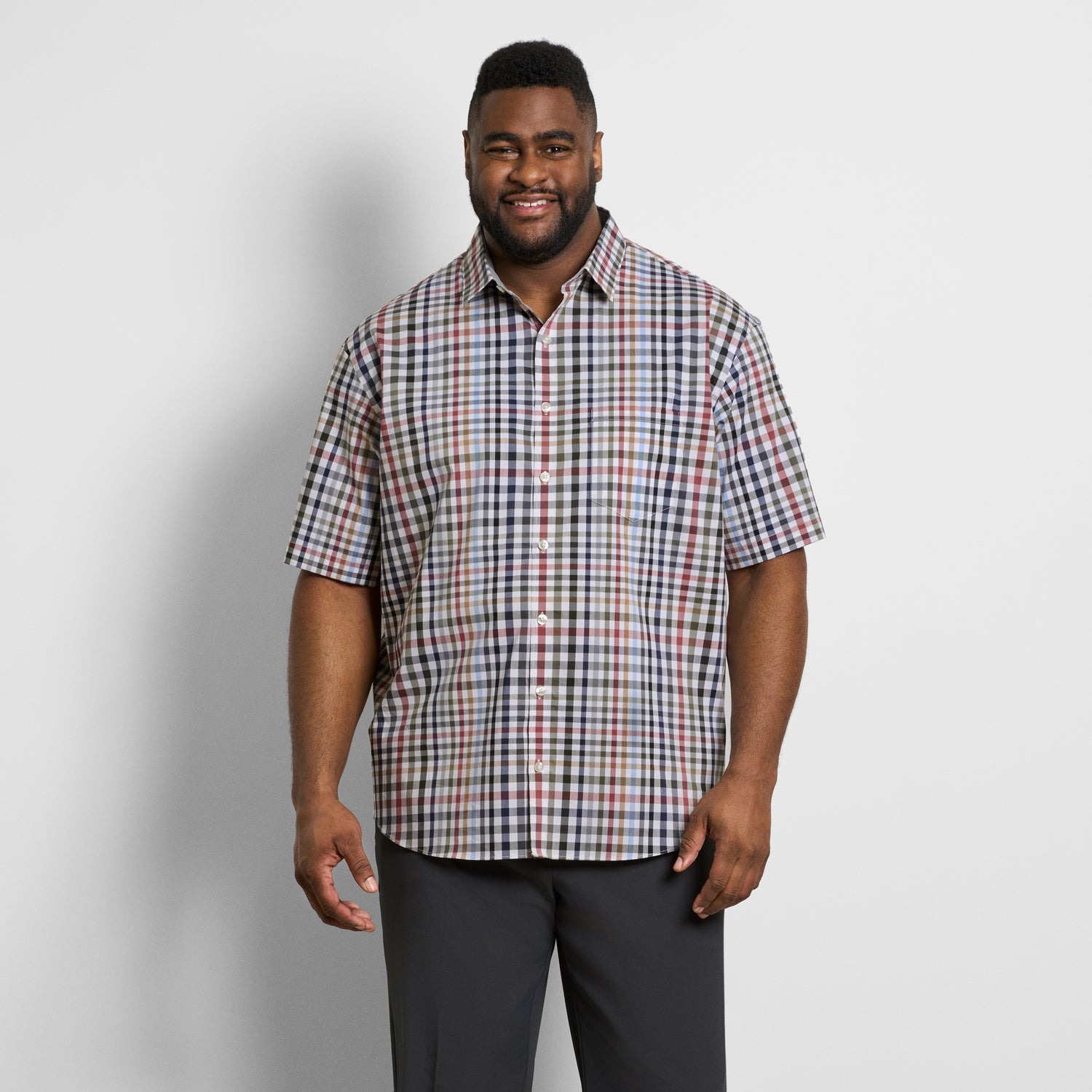 Folsen Short Sleeve Stain Shield Shirt Tattersall Print - Big & Tall