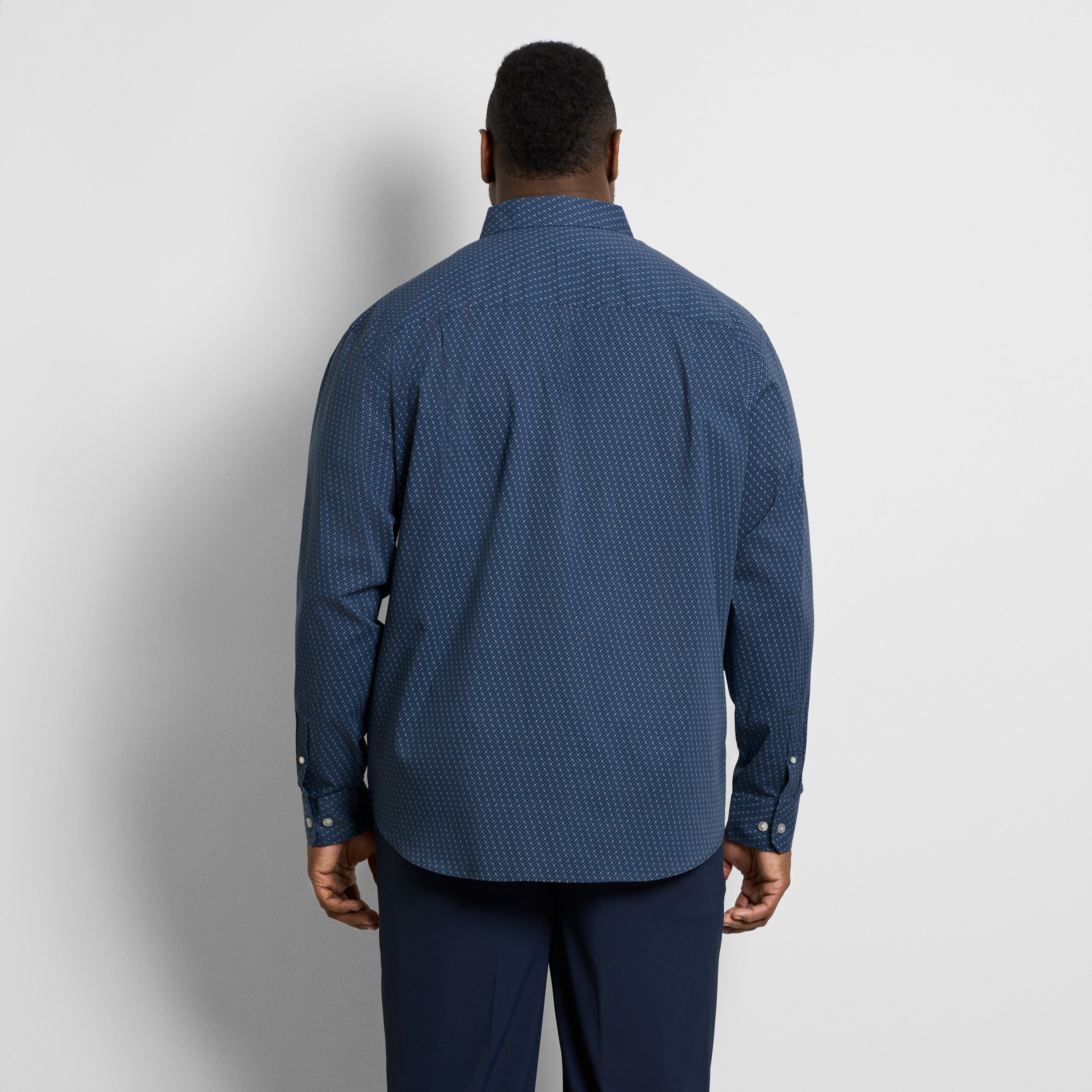 Cronbie Long Sleeve Stain Shield Shirt Herringbone Print - Big & Tall