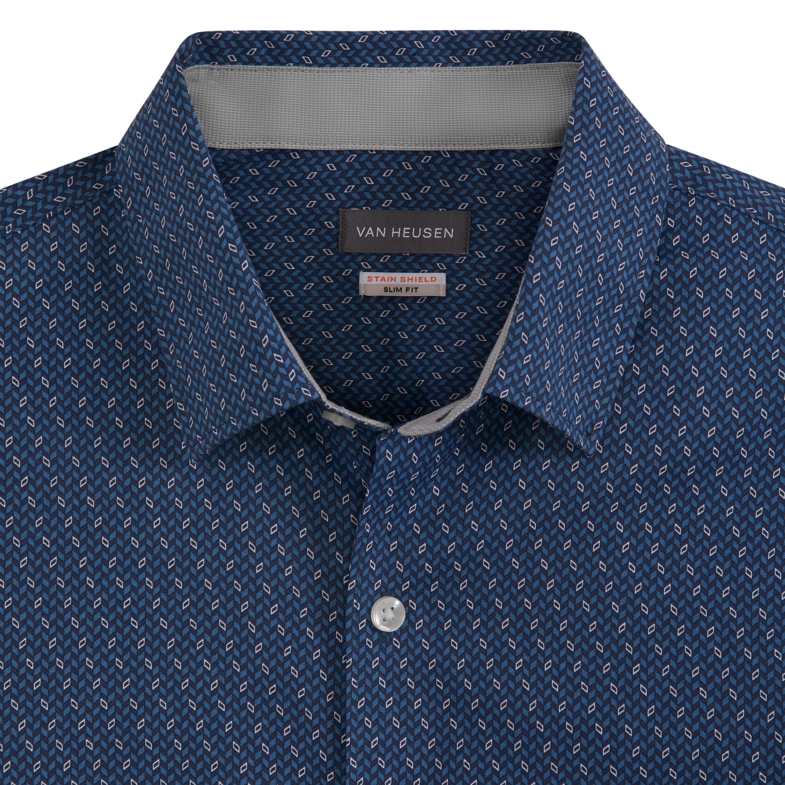 Cronbie Long Sleeve Stain Shield Shirt Herringbone Print - Big & Tall