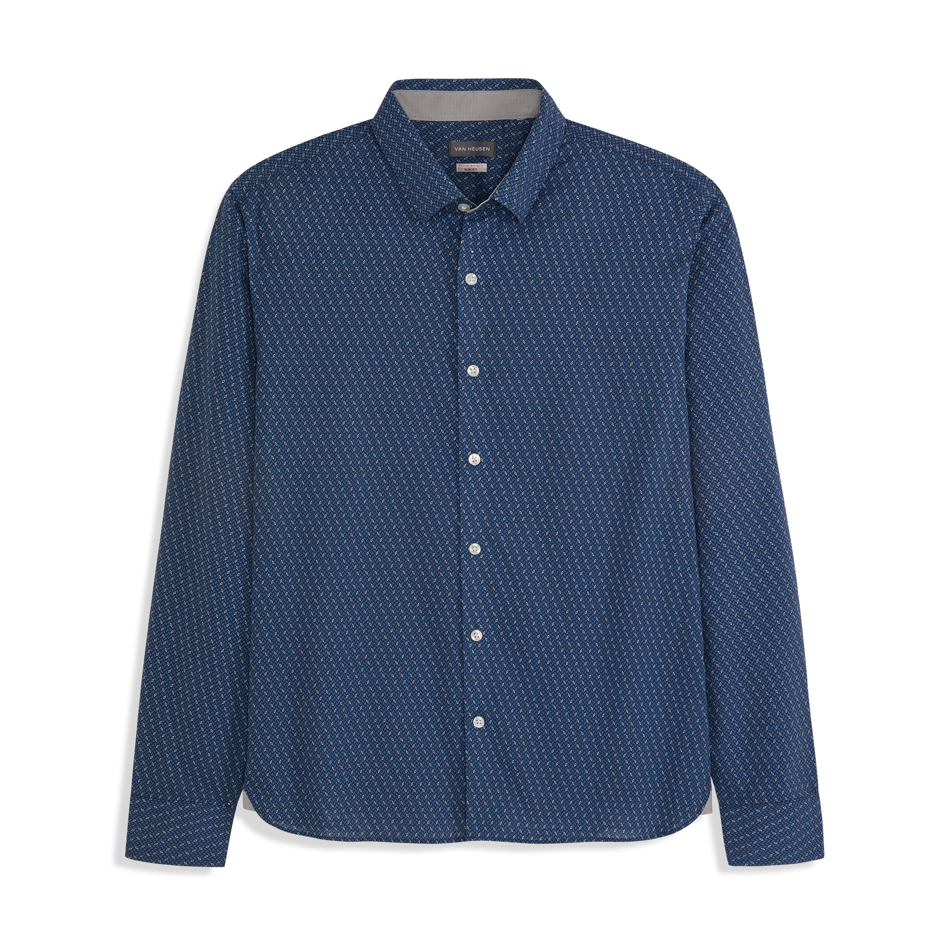 Cronbie Long Sleeve Stain Shield Shirt Herringbone Print - Big & Tall