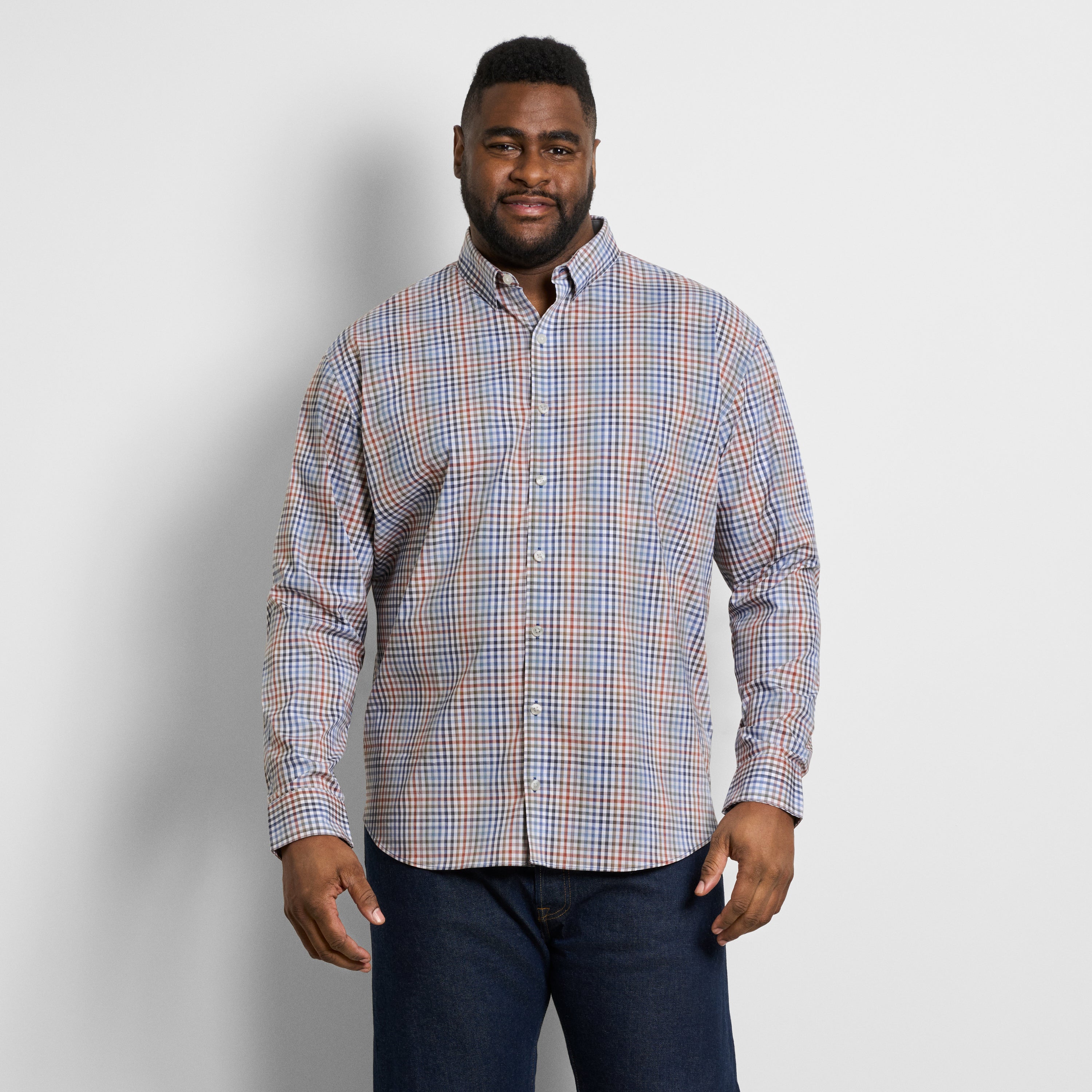 Cronbie Long Sleeve Stain Shield Shirt Tattersall Print - Big & Tall