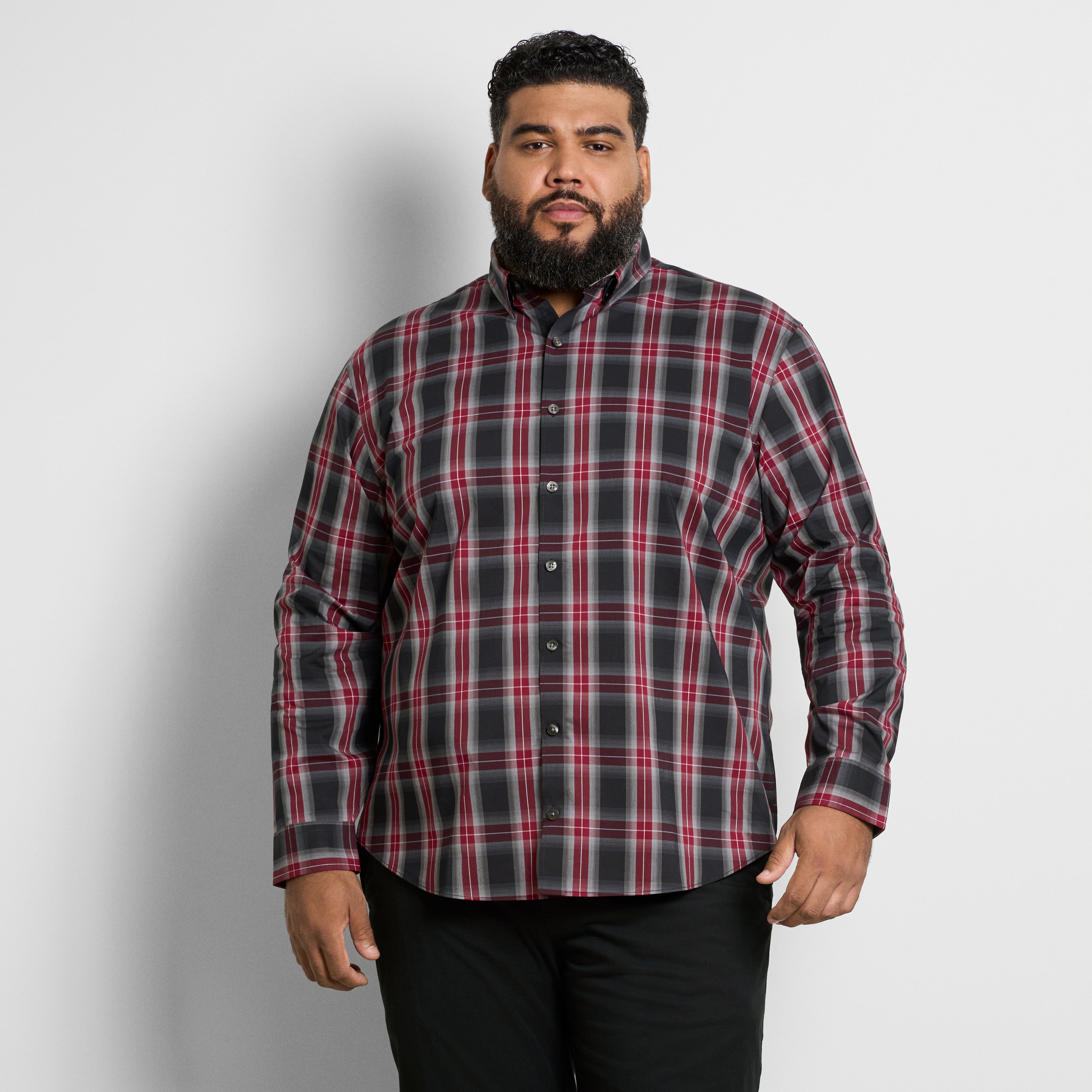 Cronbie Long Sleeve Shirt Everyday Defense Stain Shield Fave Plaid Print - Big & Tall