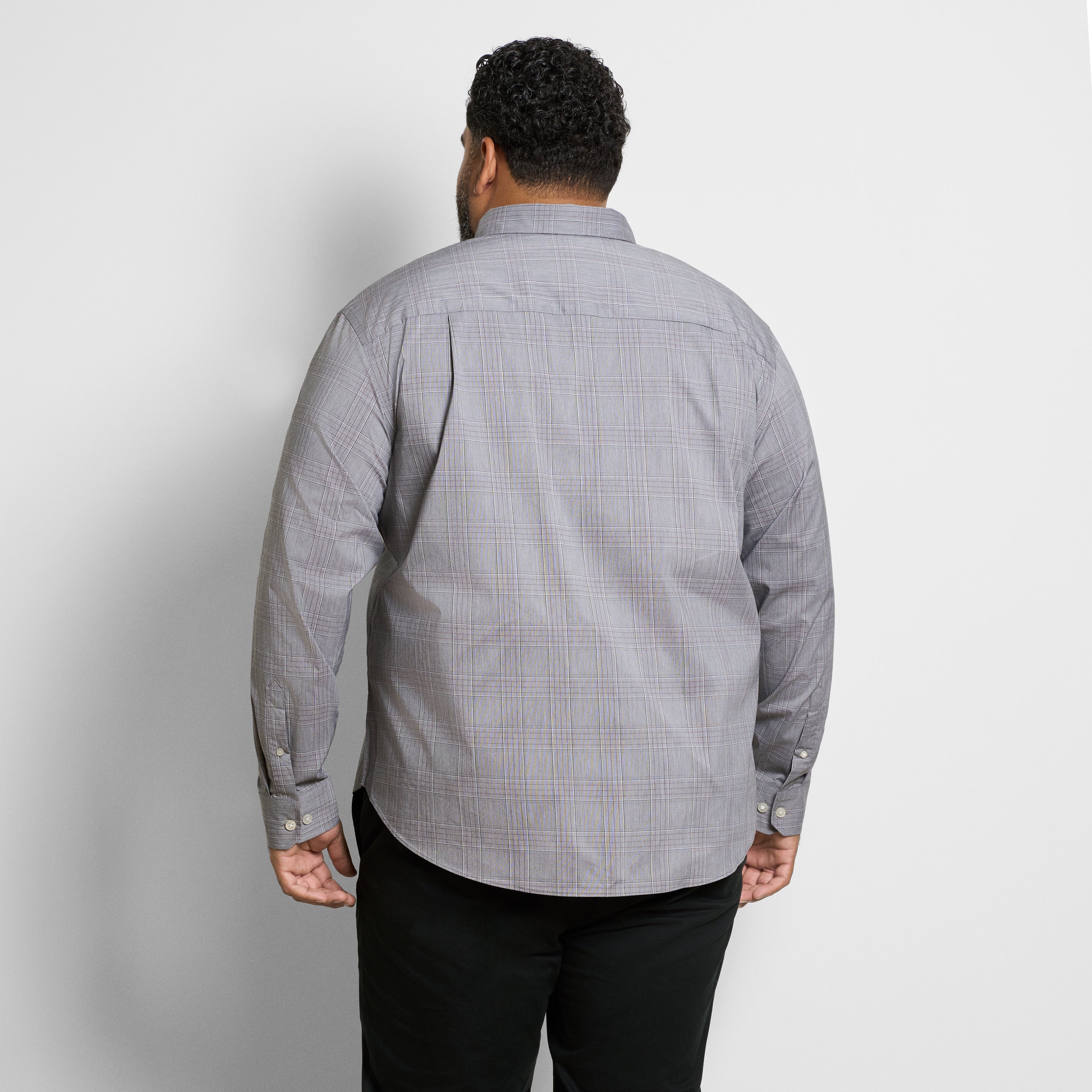 Cronbie Long Sleeve Everyday Defense Stain Shield Shirt End on End Plaid Print - Big & Tall