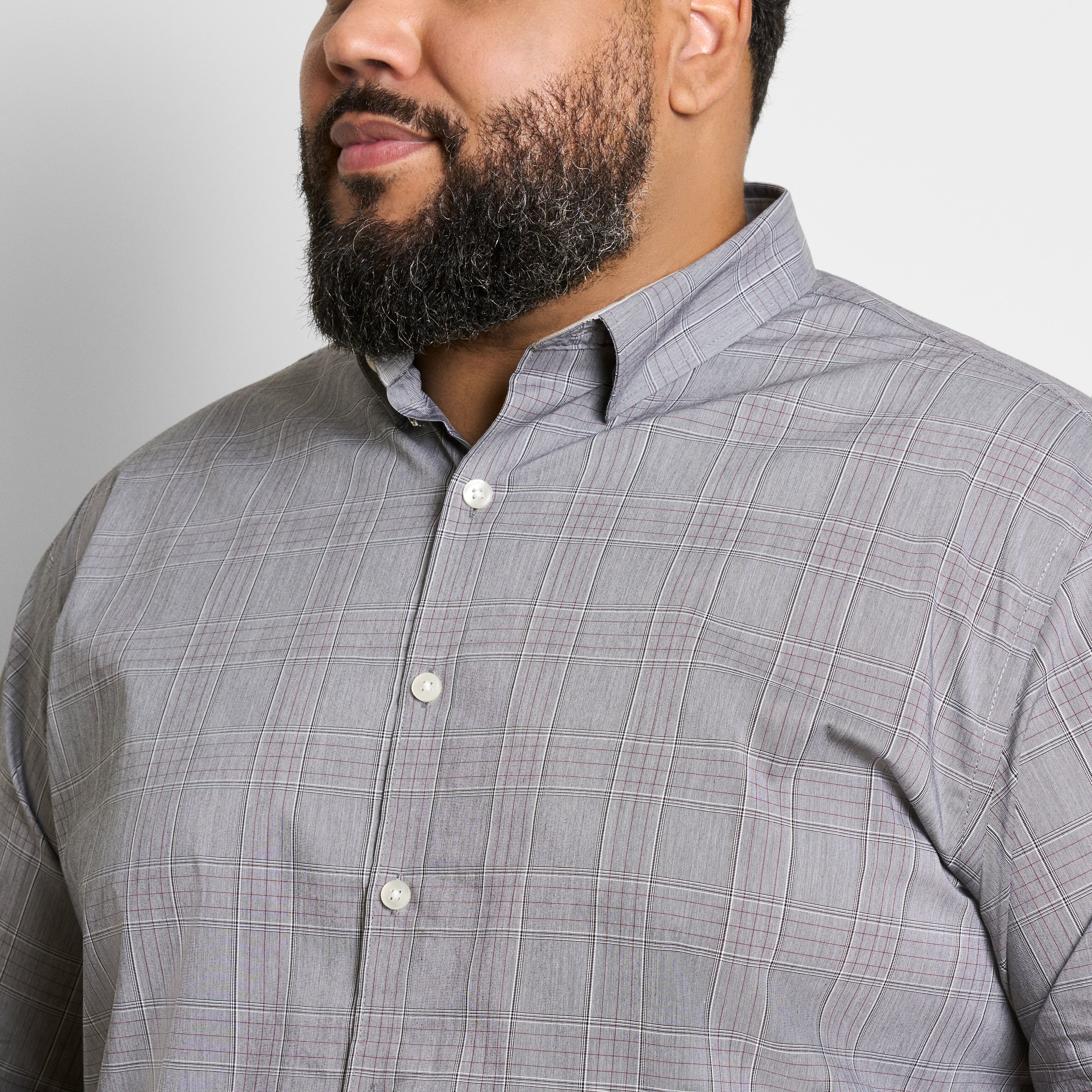 Cronbie Long Sleeve Everyday Defense Stain Shield Shirt End on End Plaid Print - Big & Tall