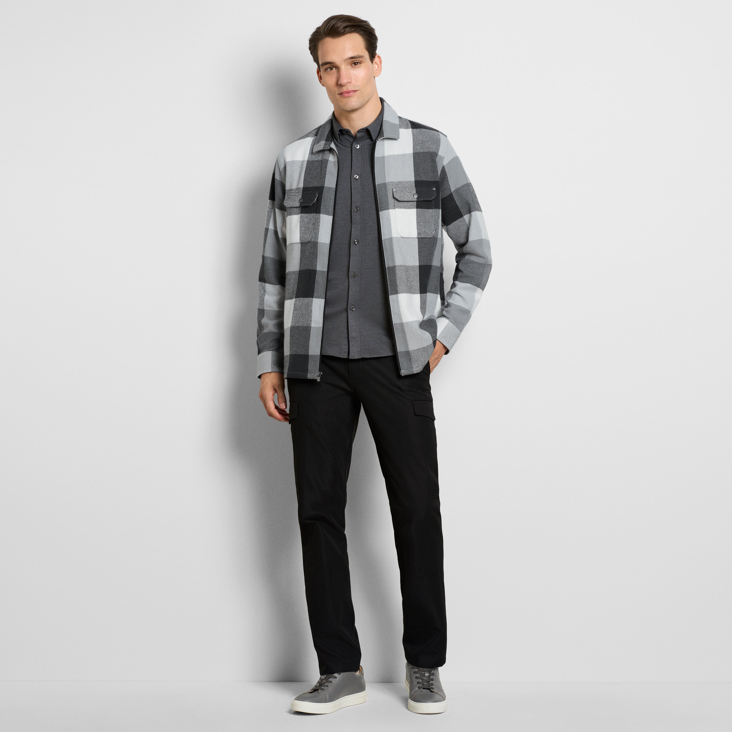 Plaid Zip Front Shirt Jacket