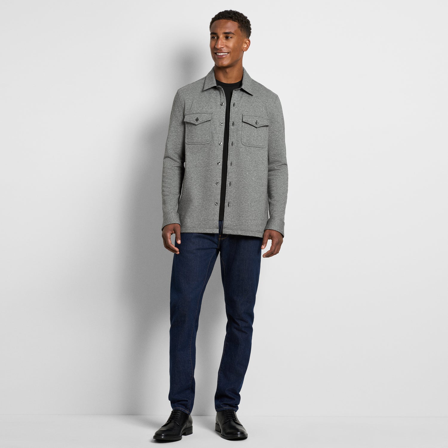 Essential Fleece Knit Long Sleeve Shirt Jacket