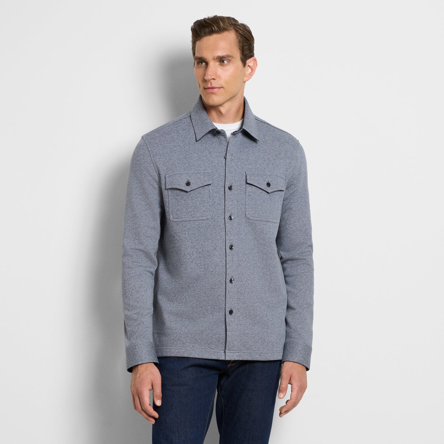 Essential Fleece Knit Long Sleeve Shirt Jacket