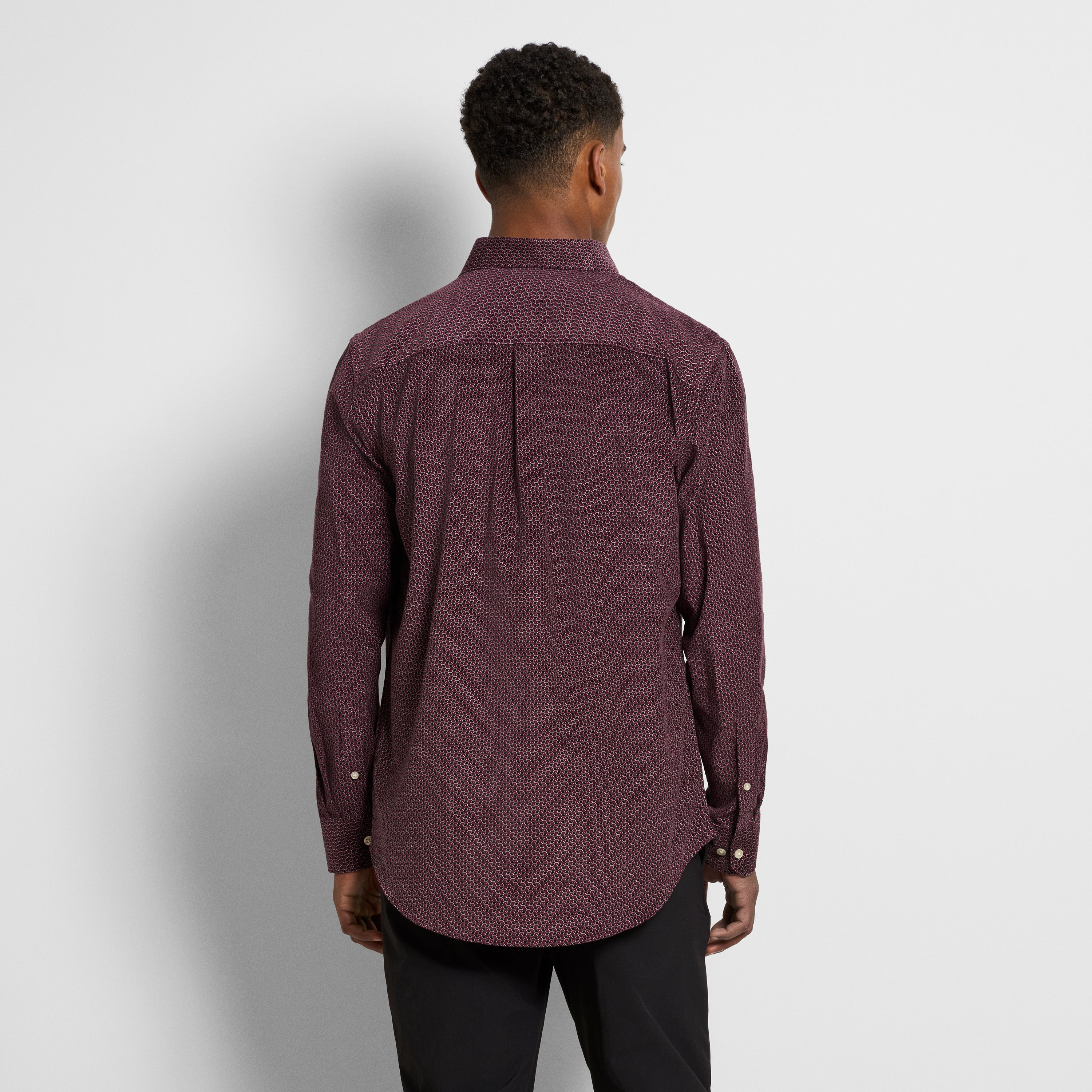 Weekend Corduroy Diamond Print Long Sleeve Shirt - Regular Fit