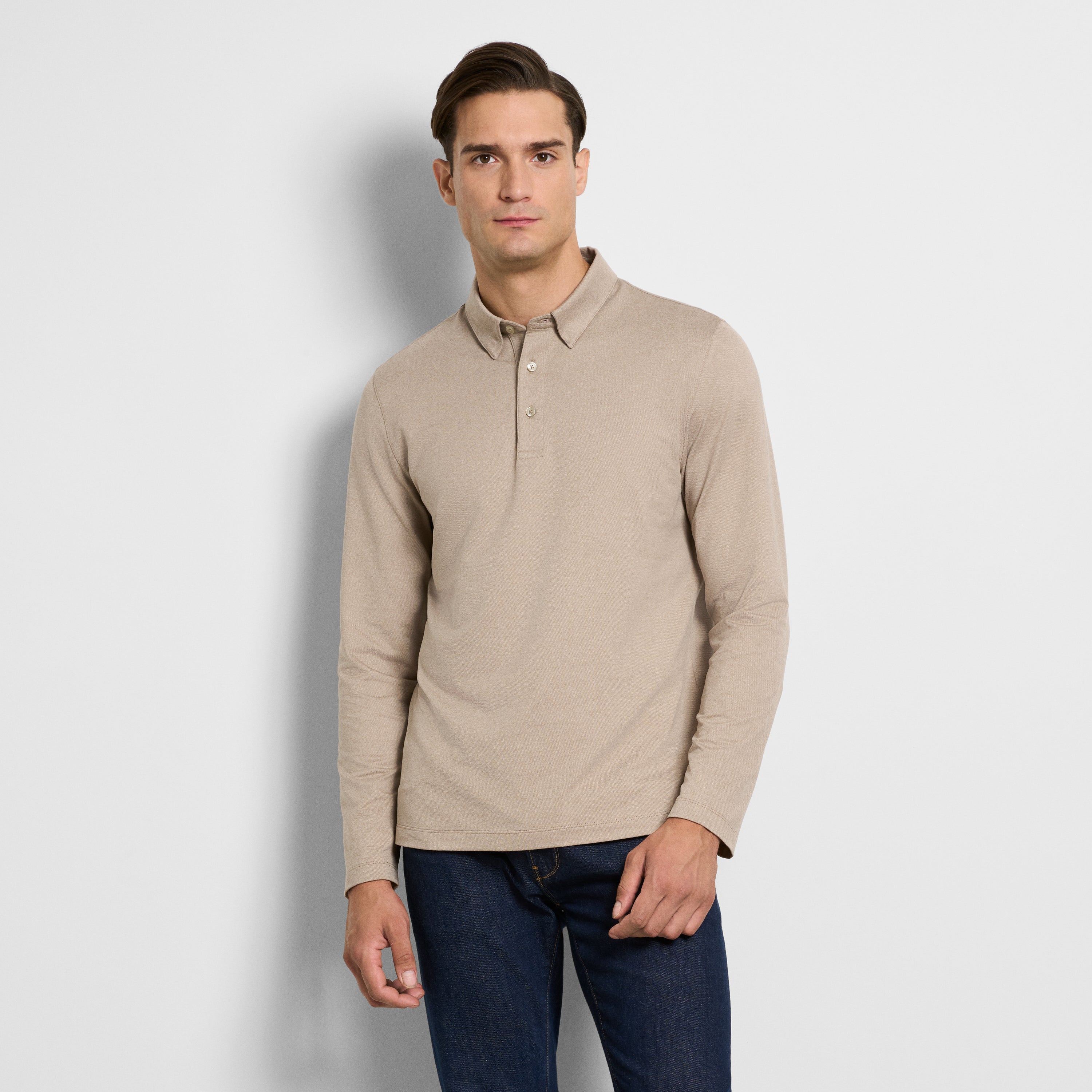 Performance Twill Long Sleeve Polo – Van Heusen