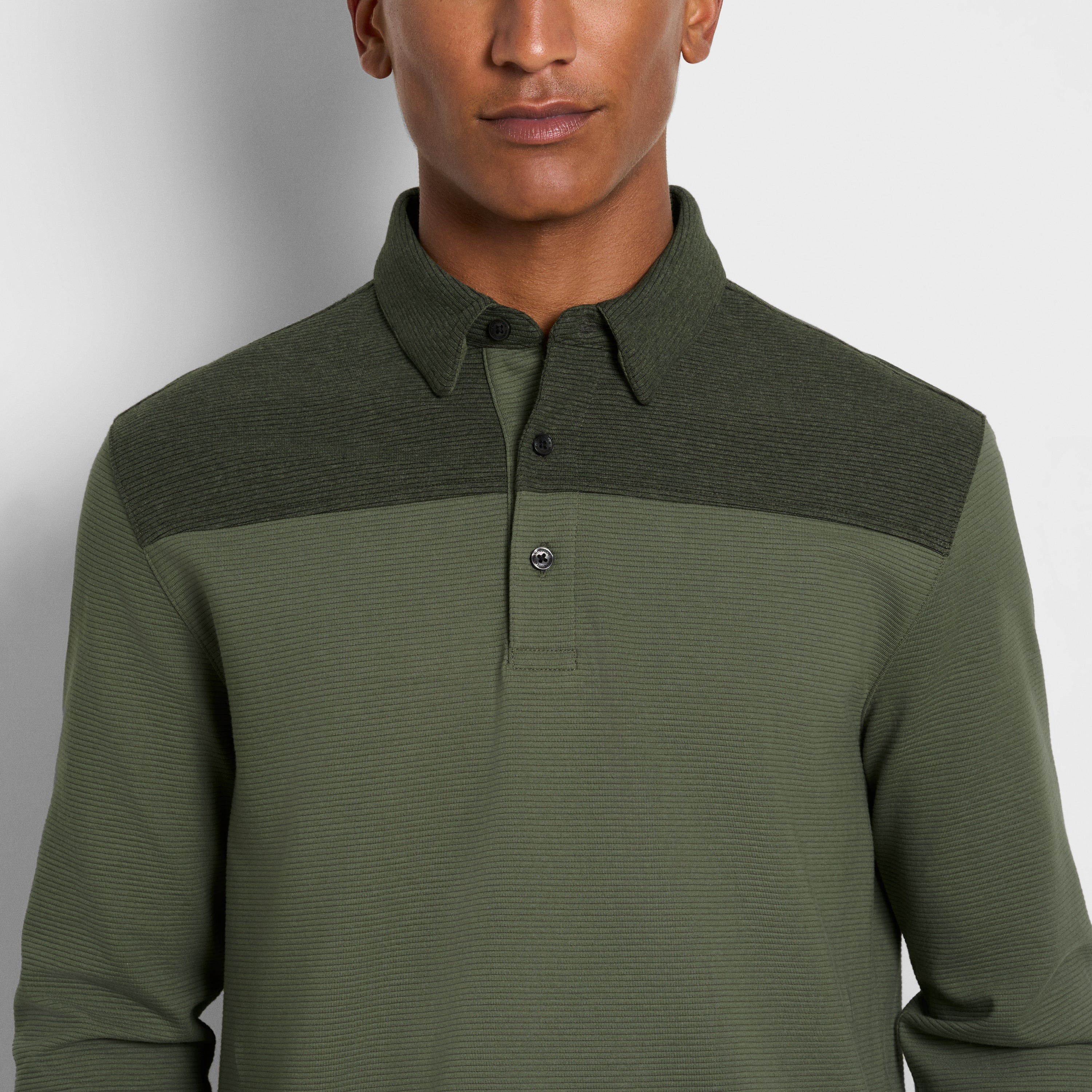 Regular Fit Essential Ottoman Blocked Long Sleeve Polo