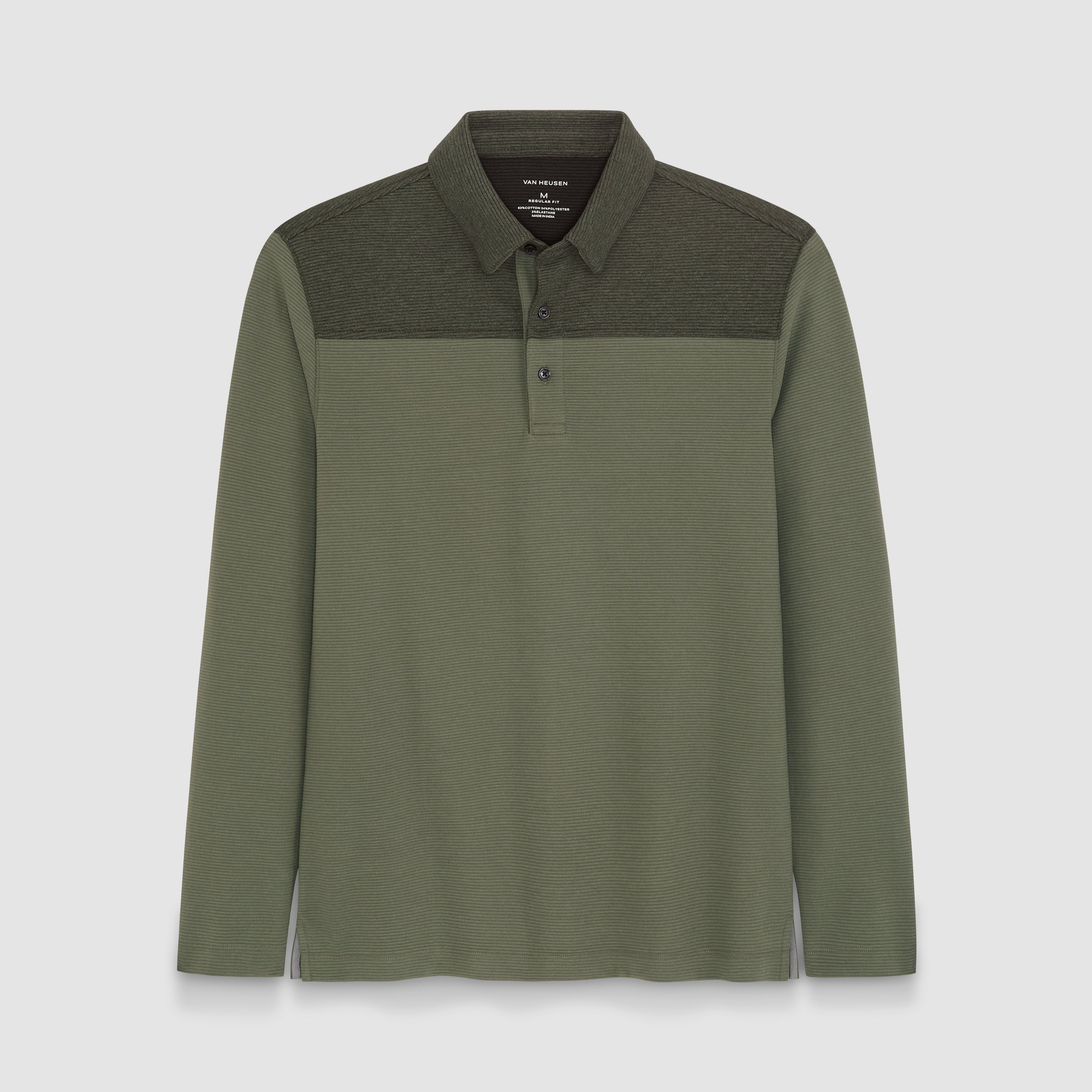 Regular Fit Essential Ottoman Blocked Long Sleeve Polo