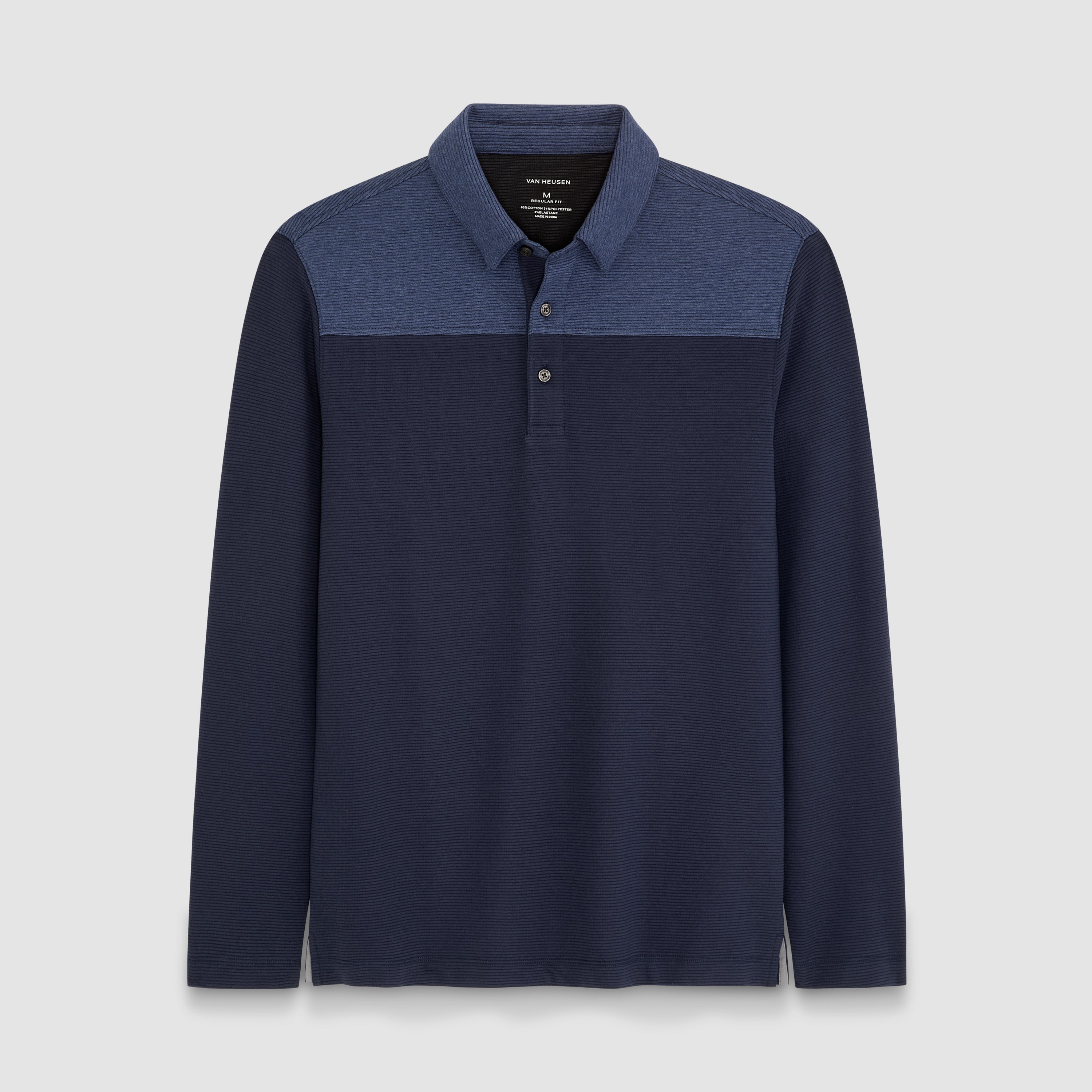 Regular Fit Essential Ottoman Blocked Long Sleeve Polo