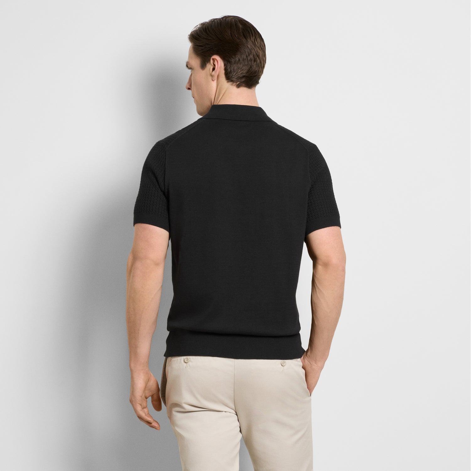 Temp Control Texture Short Sleeve Snap Polo