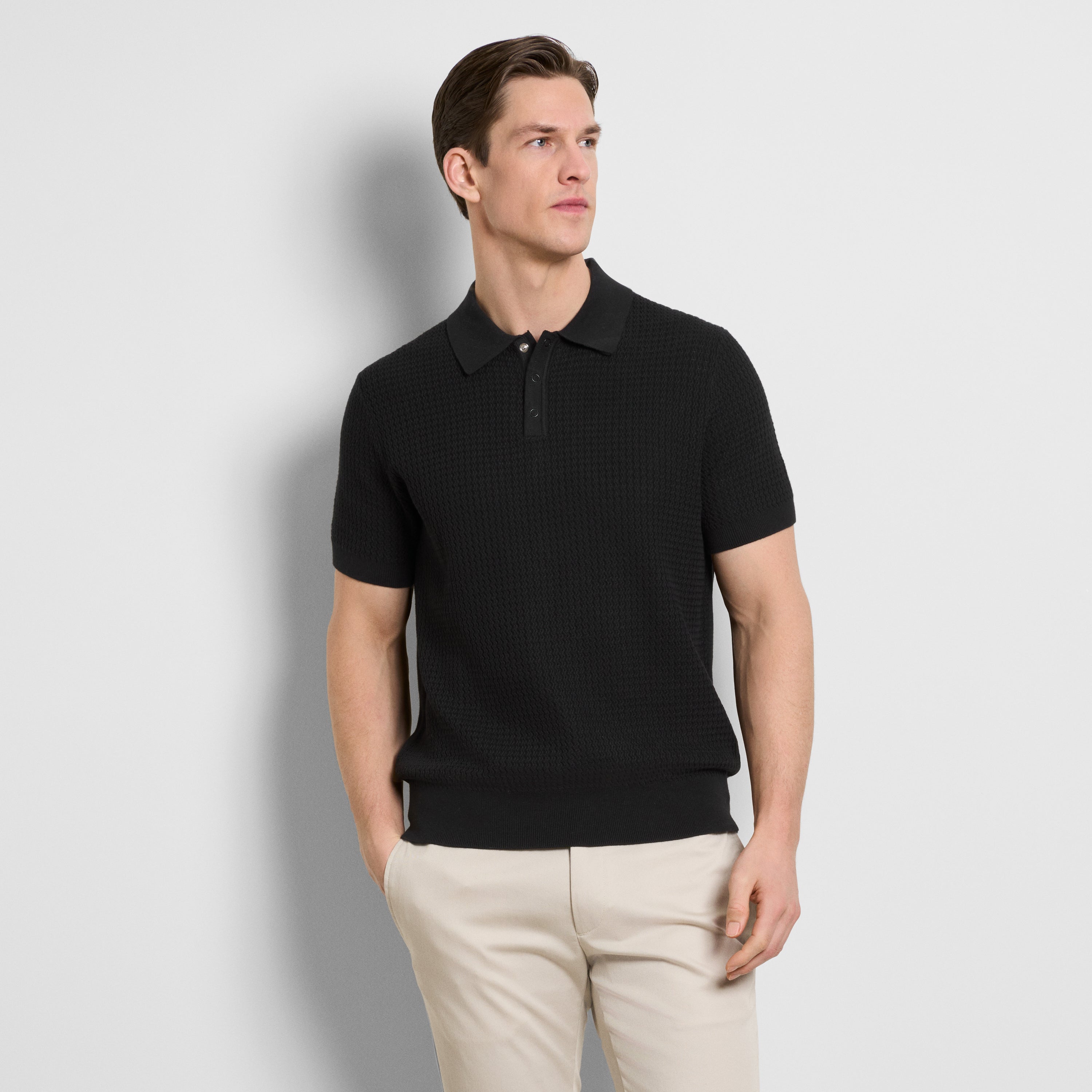 Temp Control Texture Short Sleeve Snap Polo
