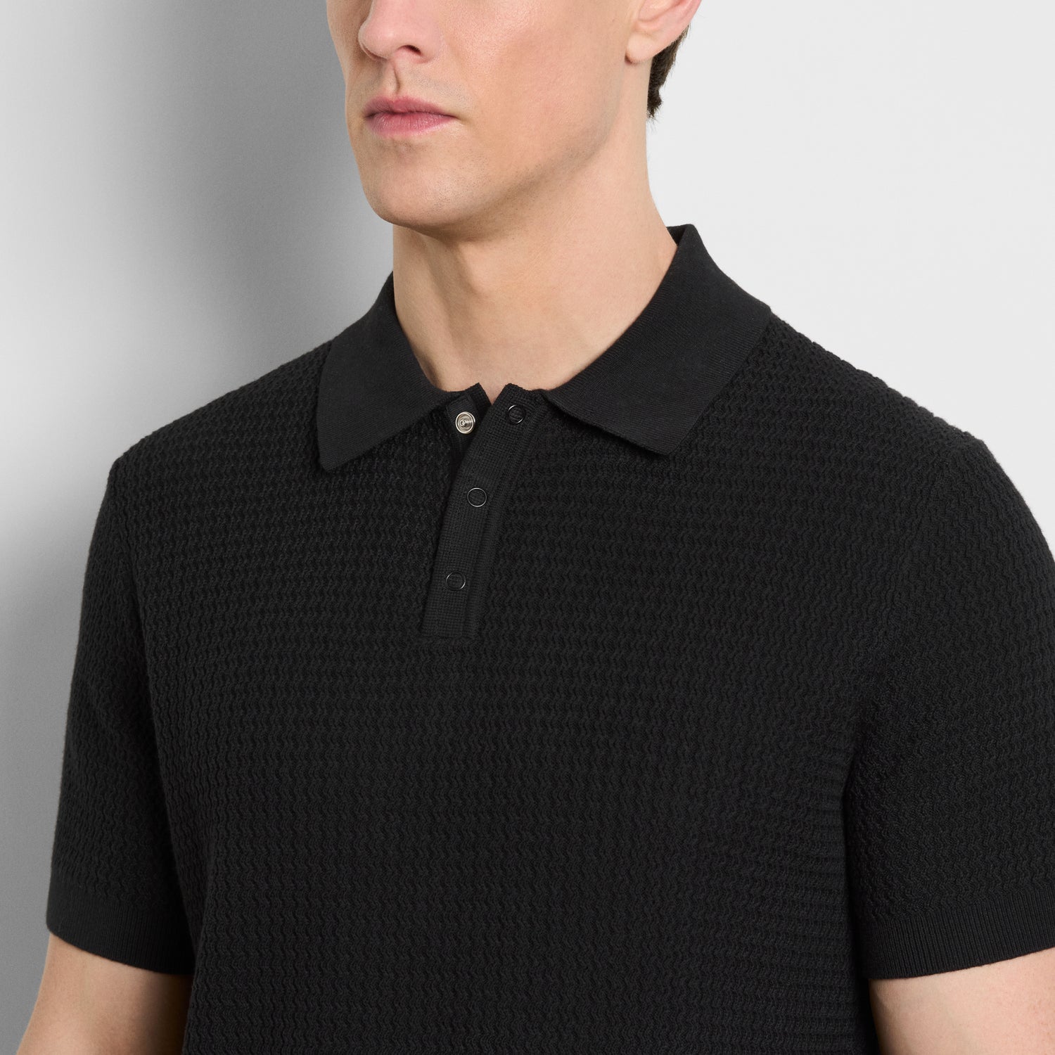 Temp Control Texture Short Sleeve Snap Polo