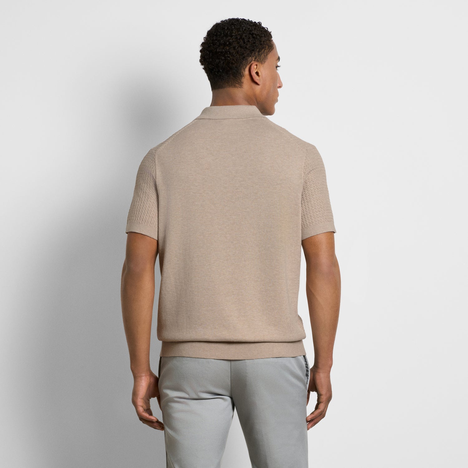 Temp Control Texture Short Sleeve Snap Polo