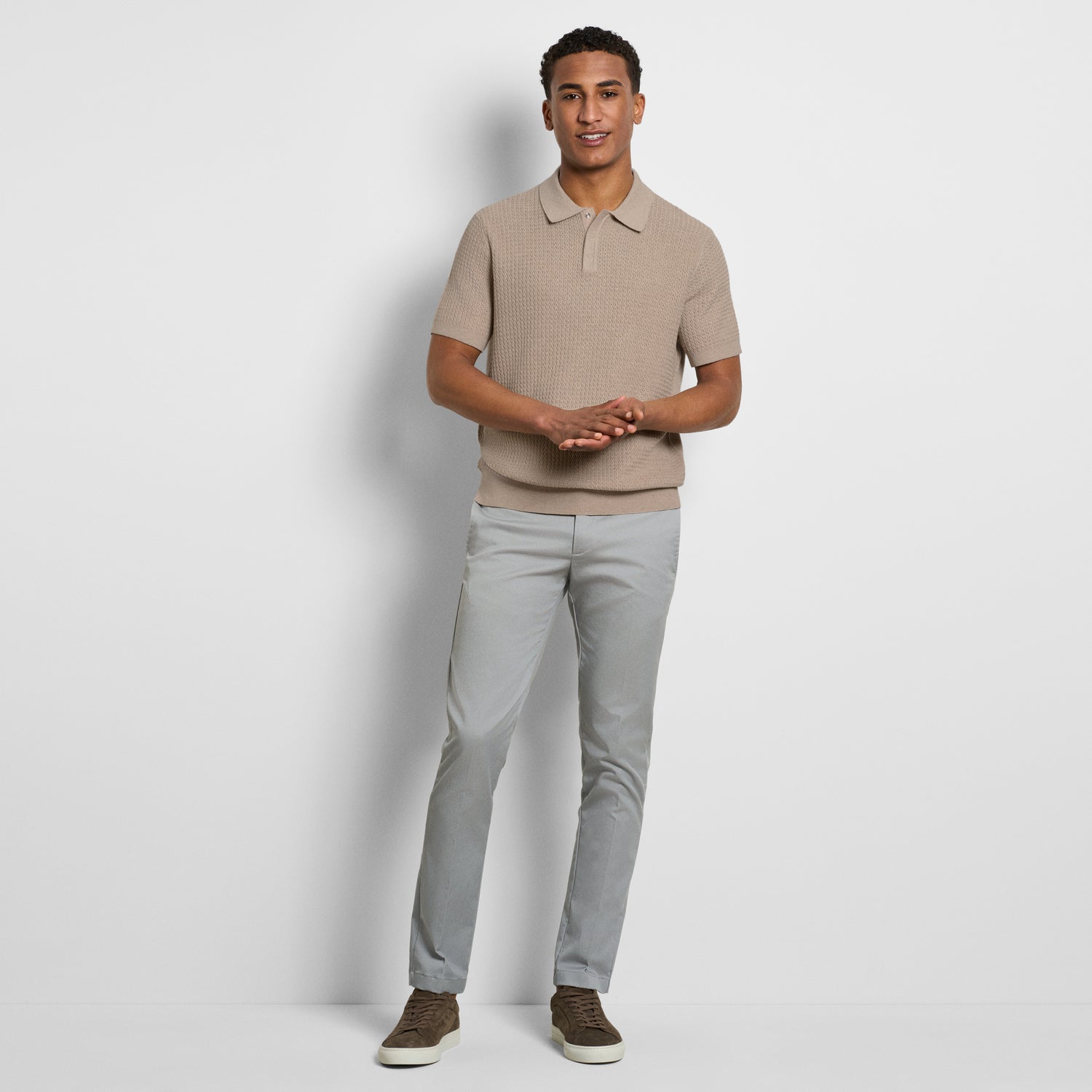 Temp Control Texture Short Sleeve Snap Polo