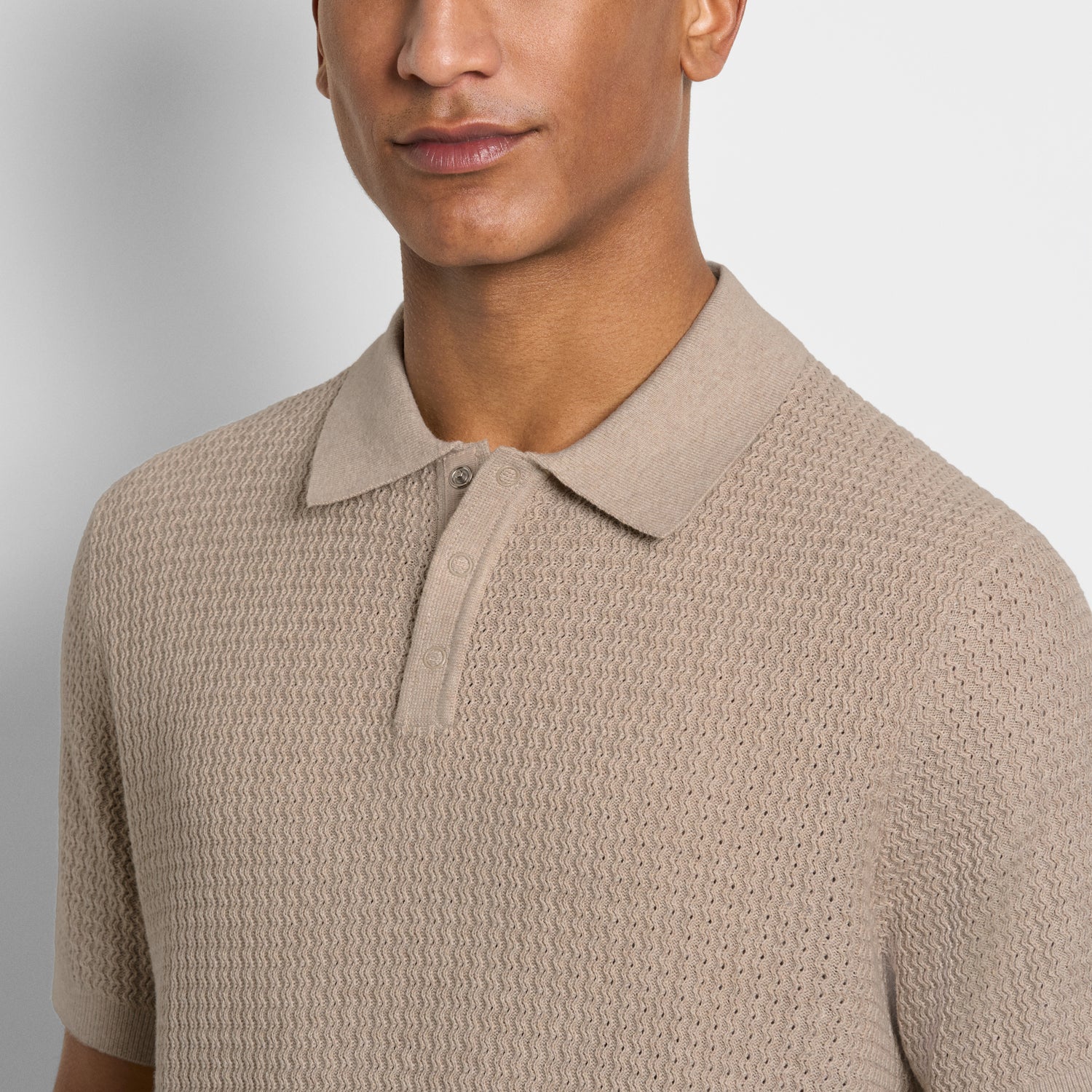 Temp Control Texture Short Sleeve Snap Polo