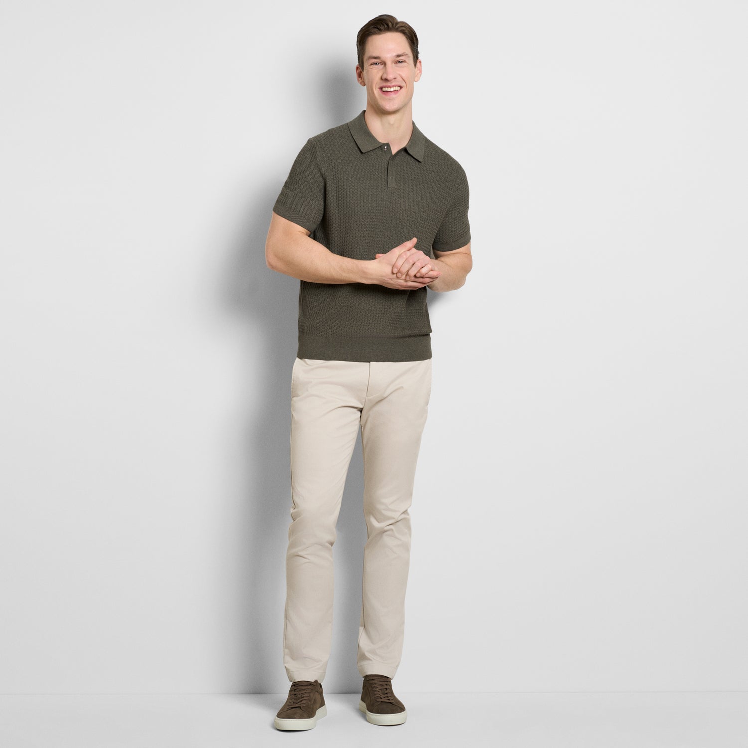 Temp Control Texture Short Sleeve Snap Polo