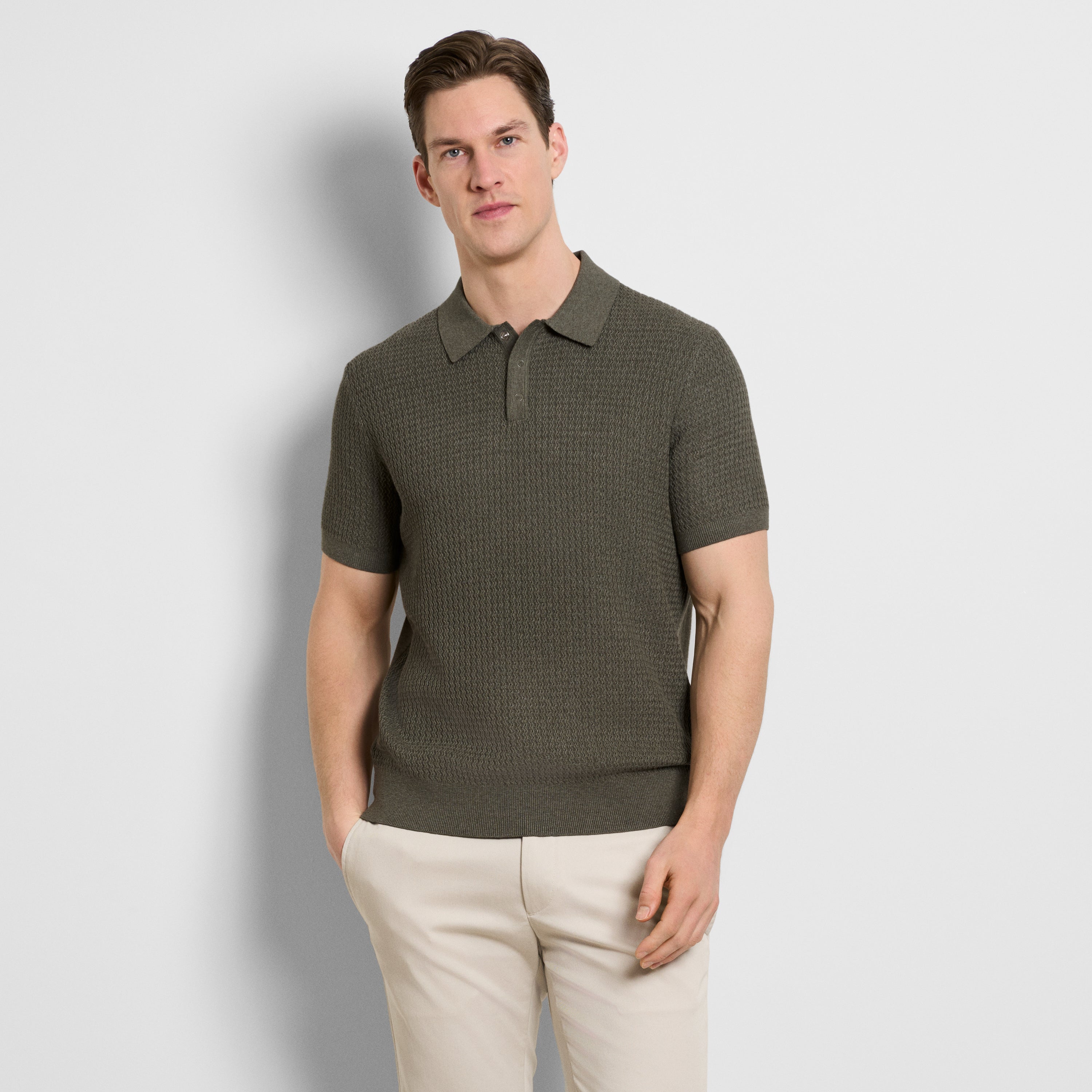 Temp Control Texture Short Sleeve Snap Polo