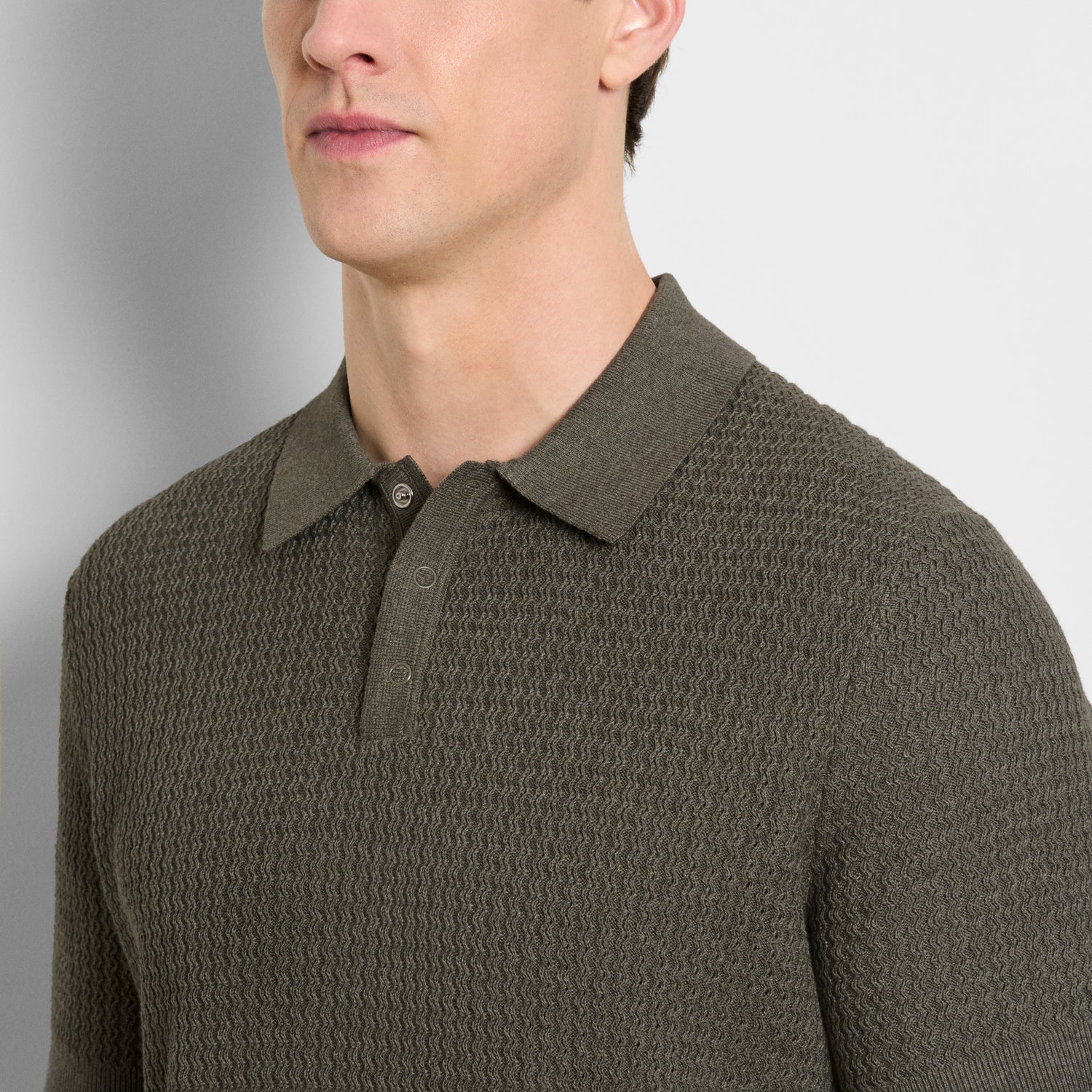 Temp Control Texture Short Sleeve Snap Polo