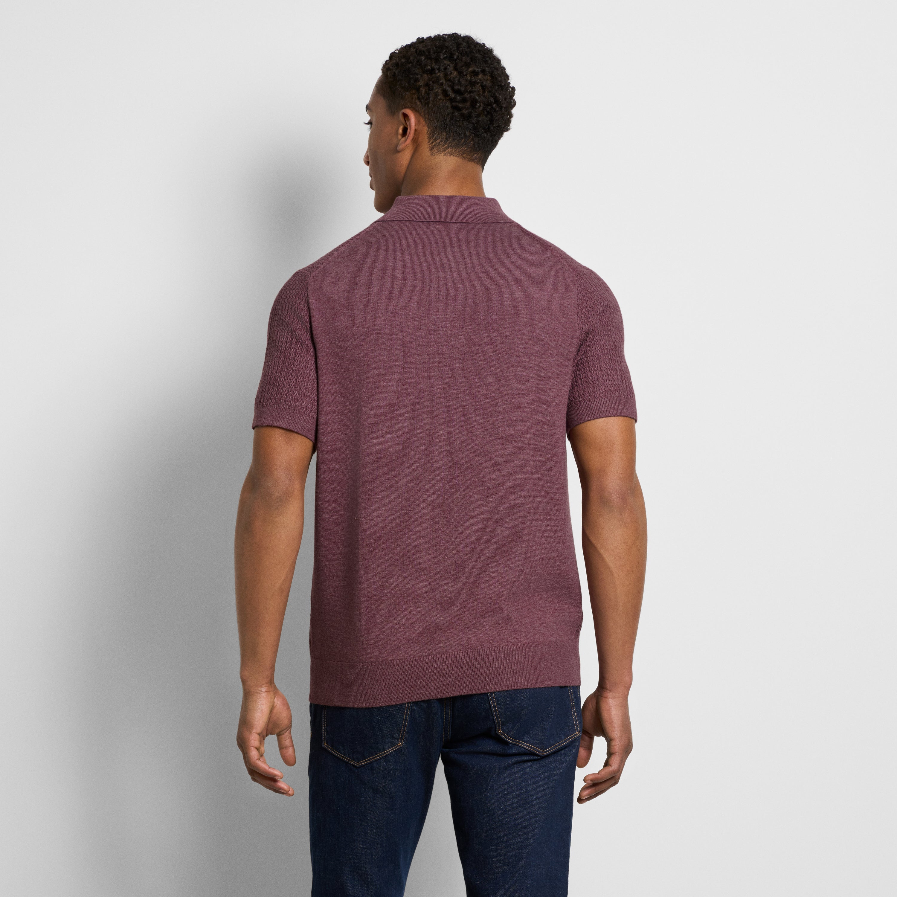 Temp Control Texture Short Sleeve Snap Polo