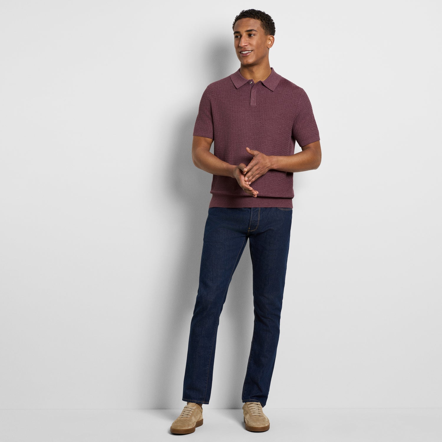Temp Control Texture Short Sleeve Snap Polo
