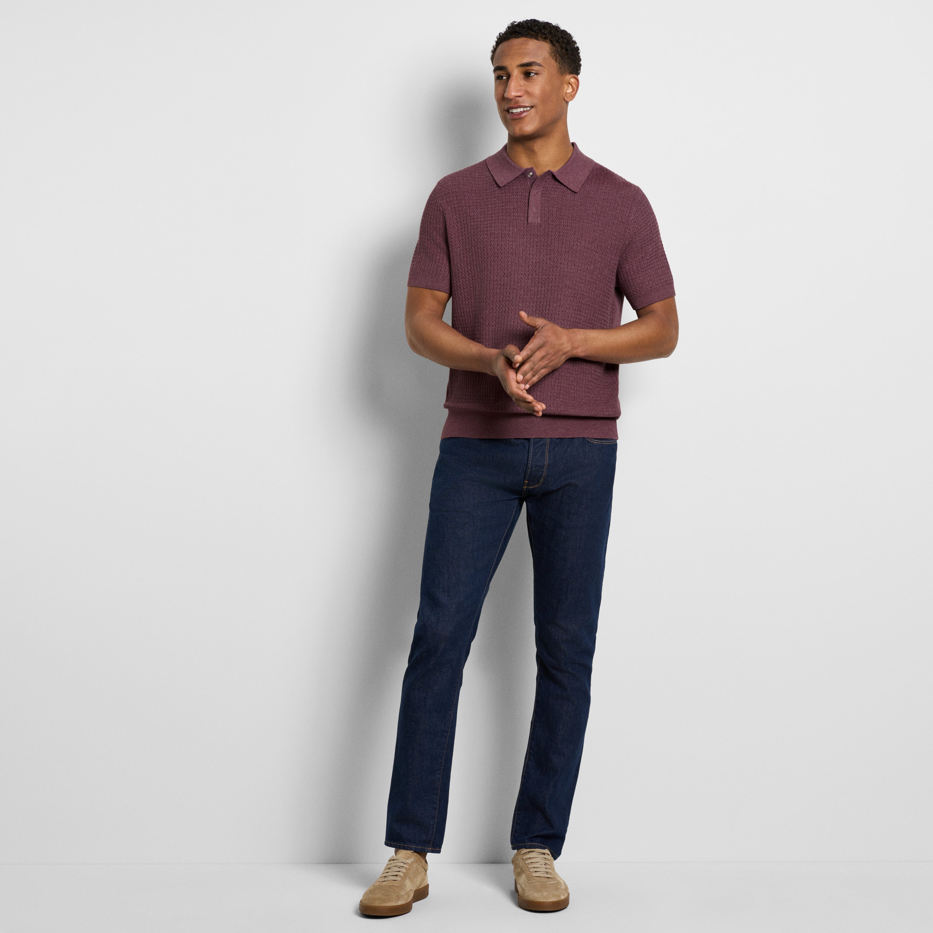 Temp Control Texture Short Sleeve Snap Polo