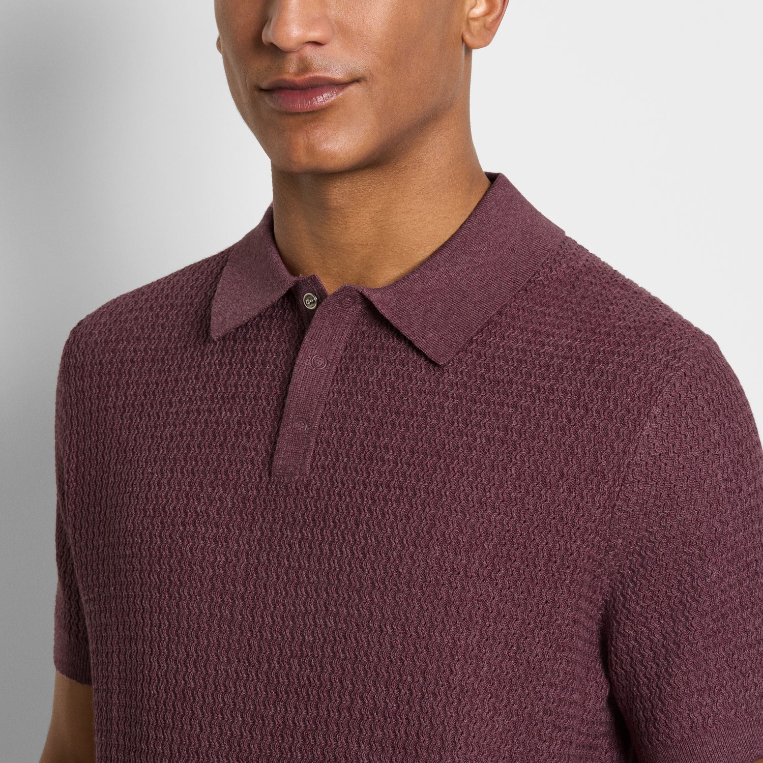 Temp Control Texture Short Sleeve Snap Polo