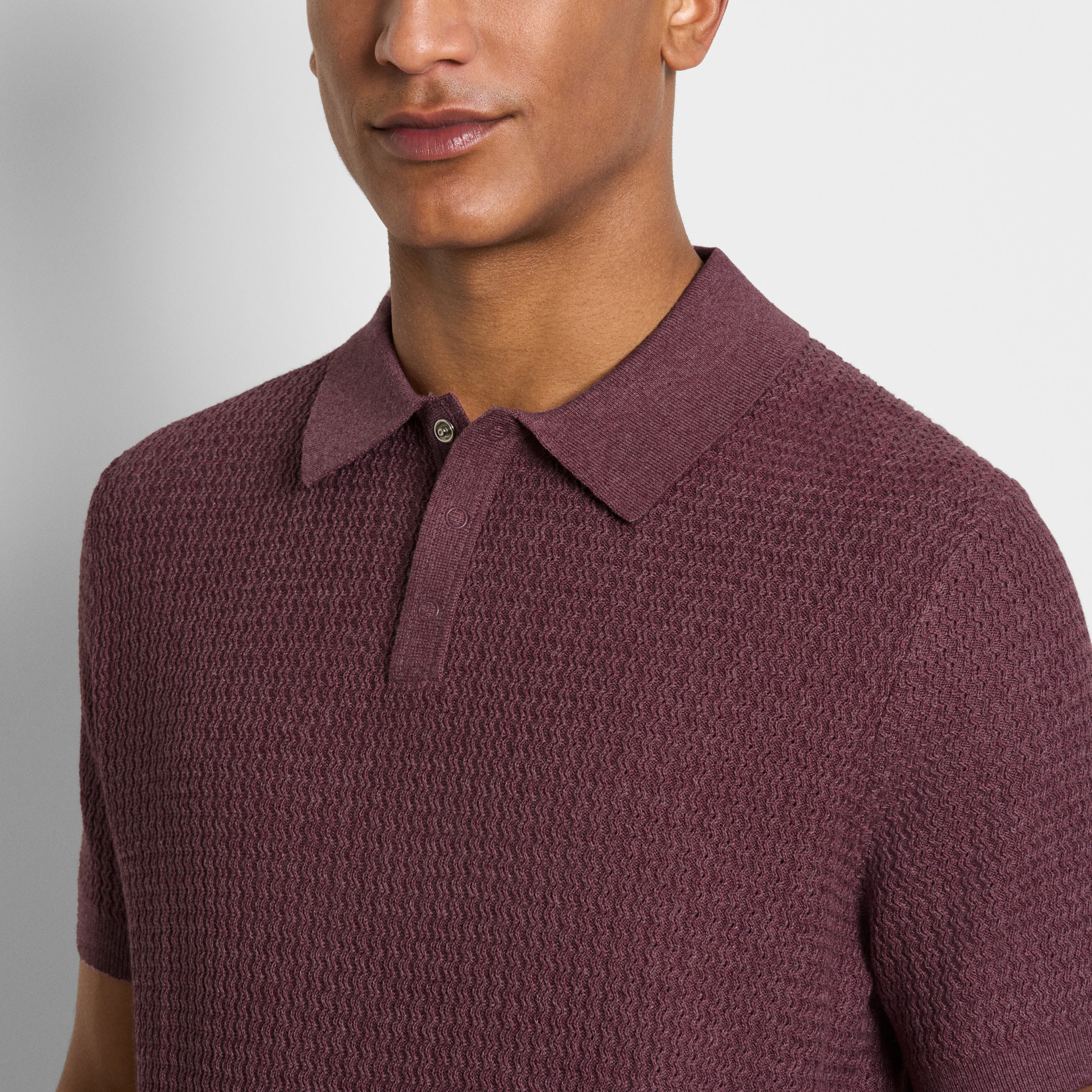 Temp Control Texture Short Sleeve Snap Polo