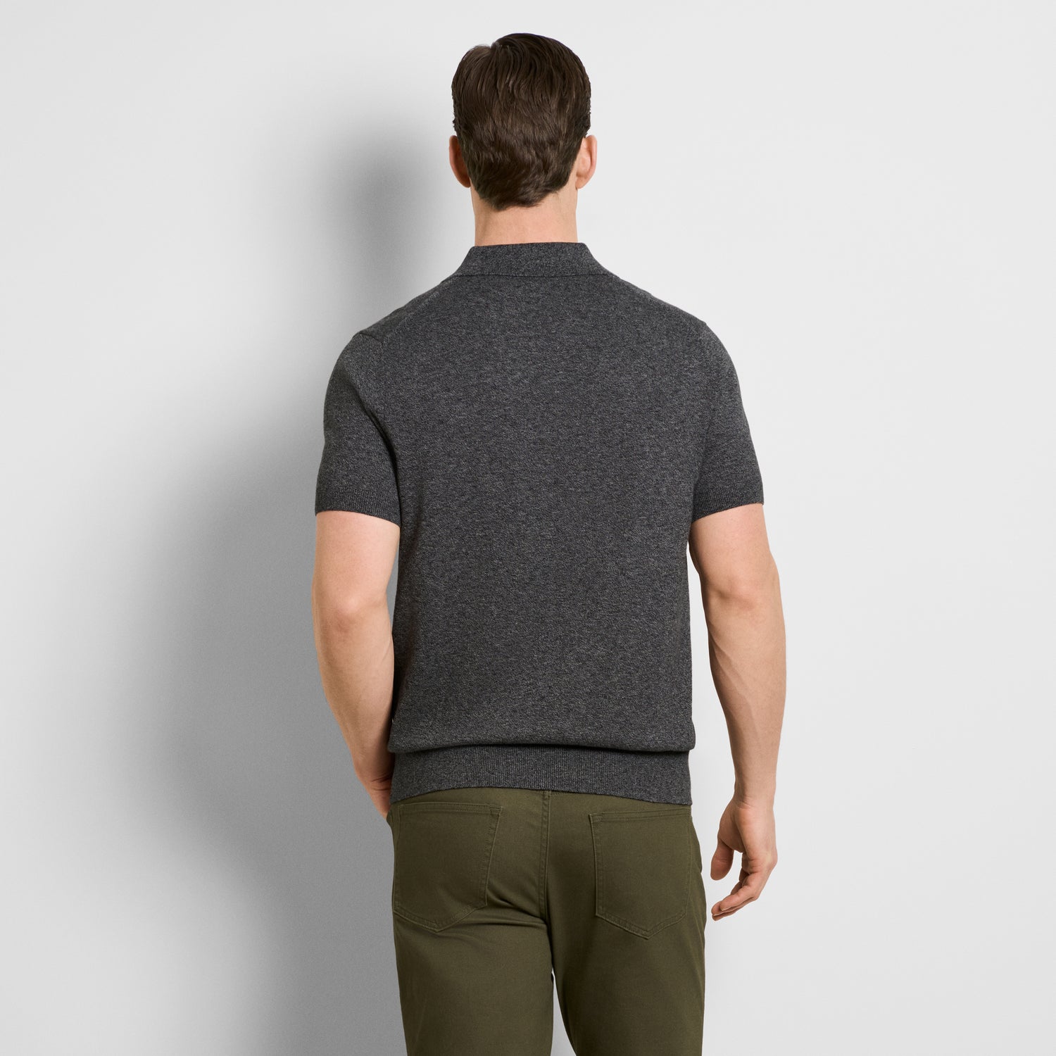 Temp Control Marled Short Sleeve Zip Polo