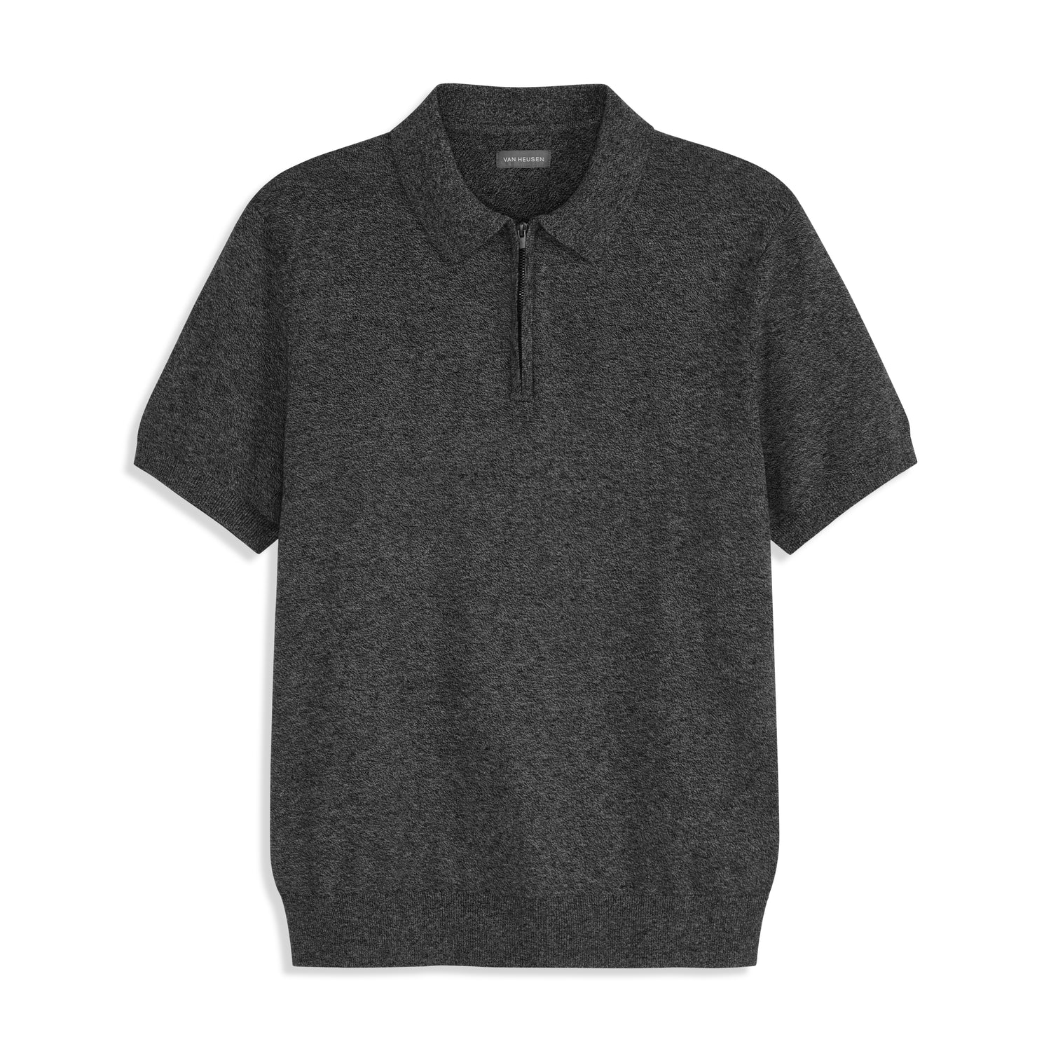 Temp Control Marled Short Sleeve Zip Polo