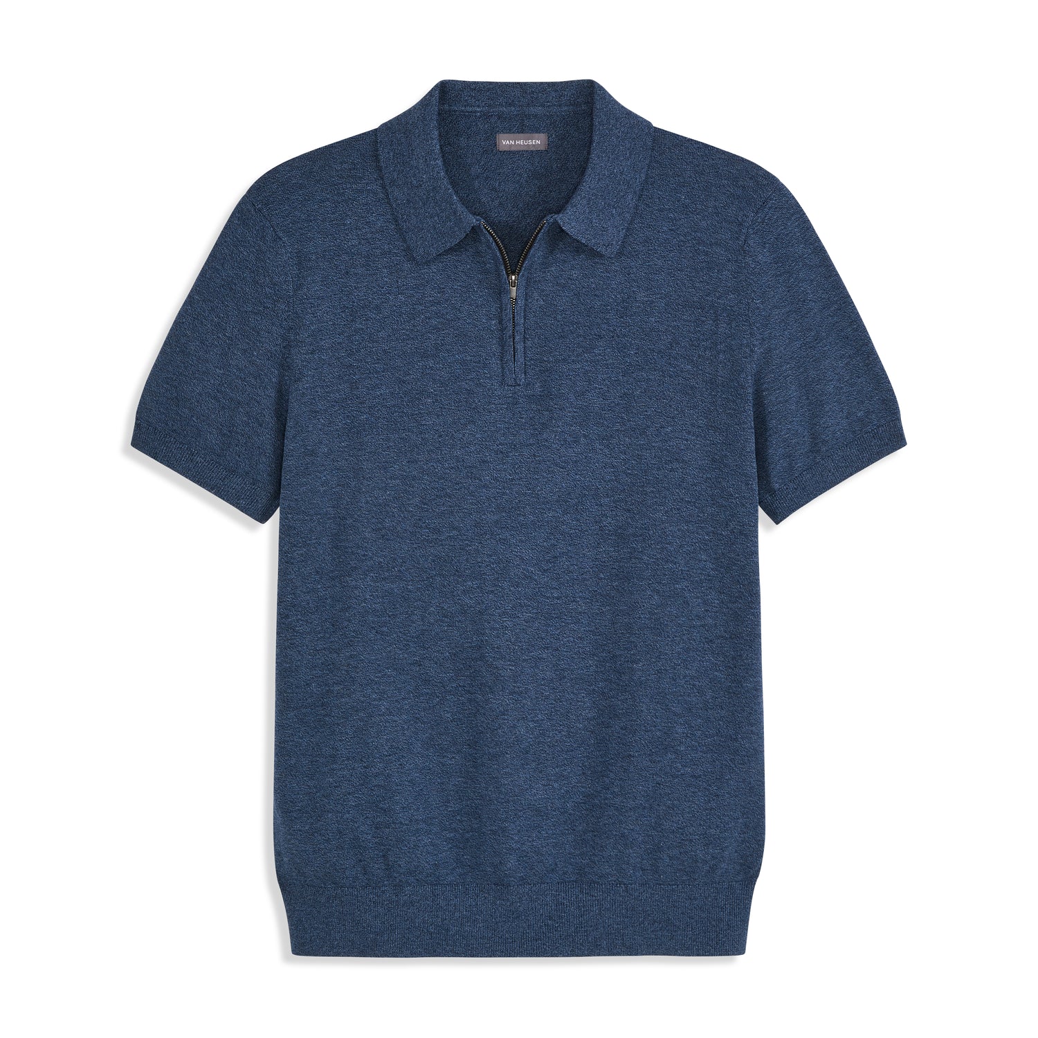 Temp Control Marled Short Sleeve Zip Polo