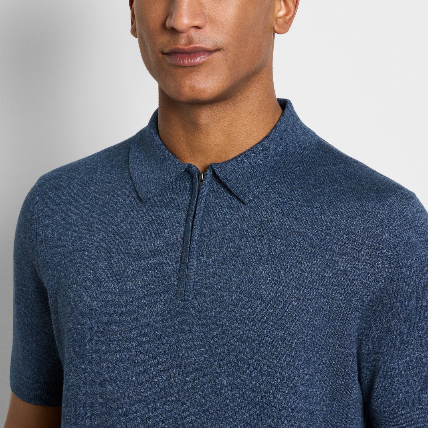Temp Control Marled Short Sleeve Zip Polo