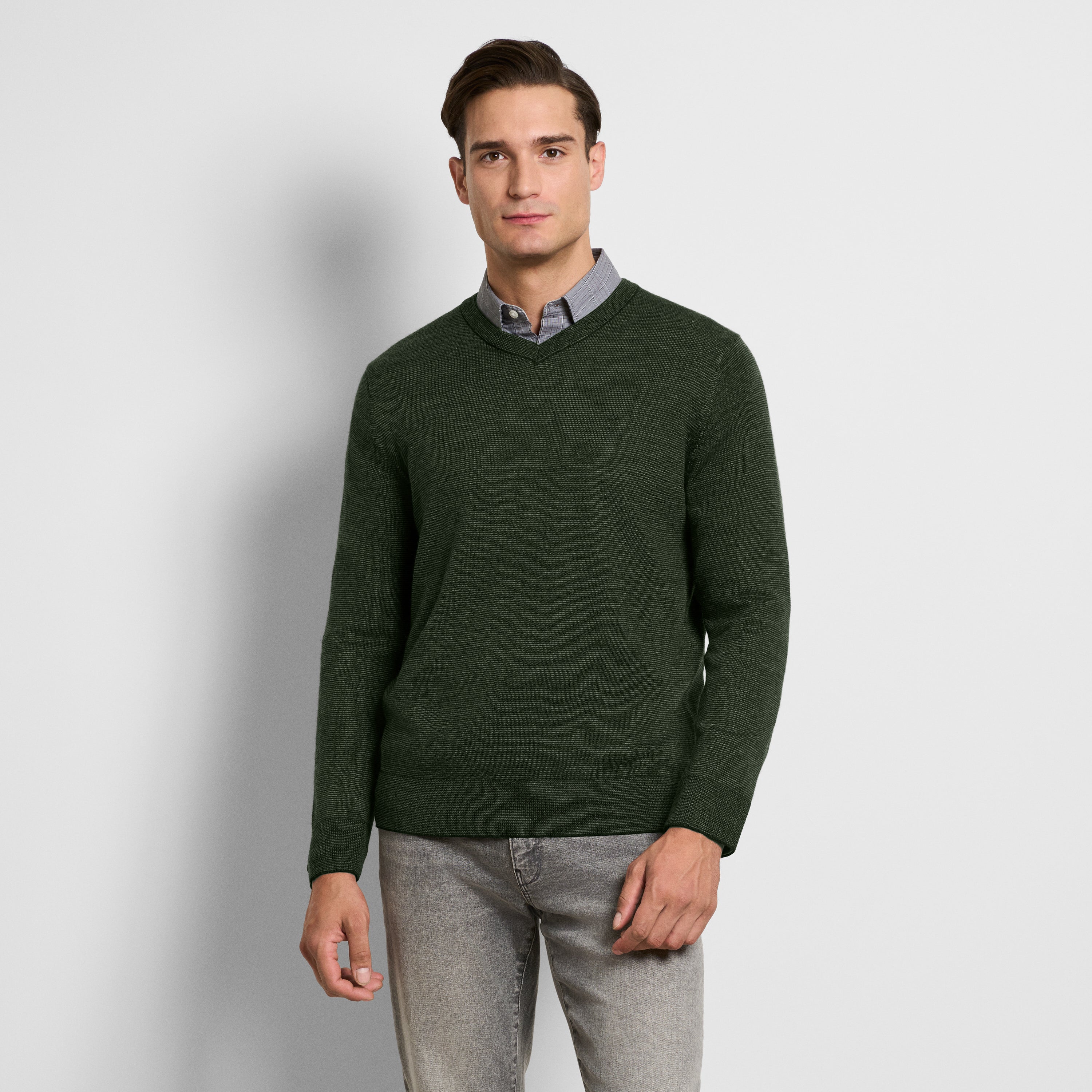 Essential End on End Long Sleeve V-Neck Sweater
