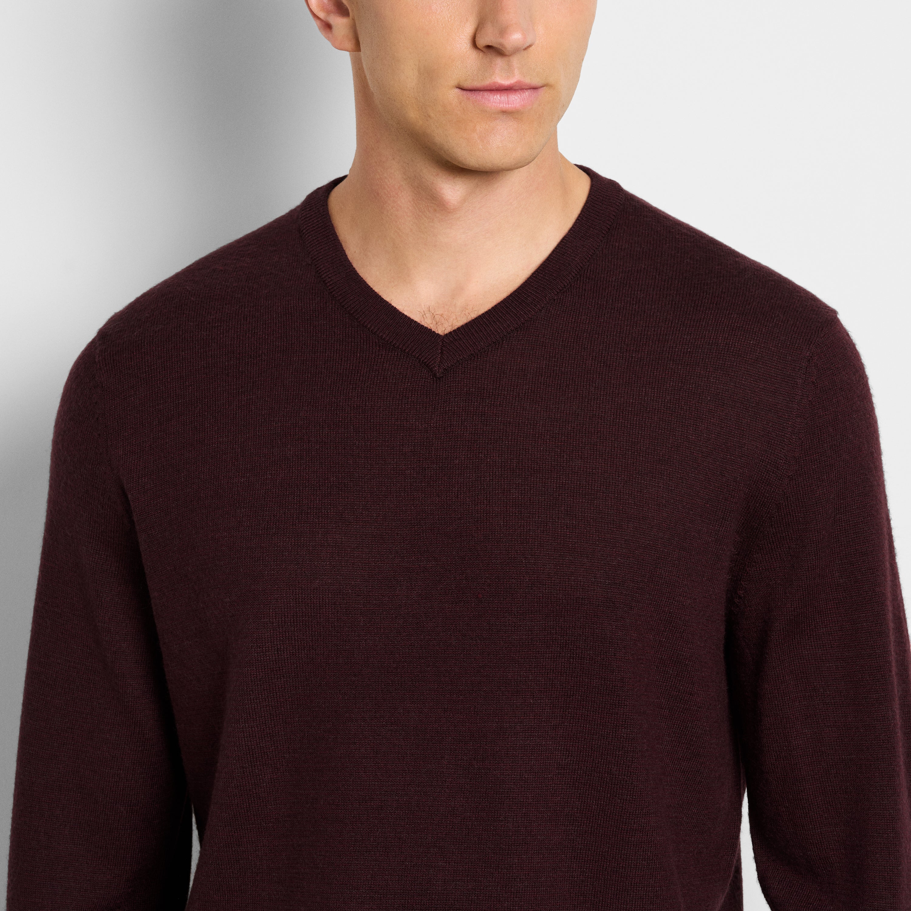 Essential End on End Long Sleeve V-Neck Sweater