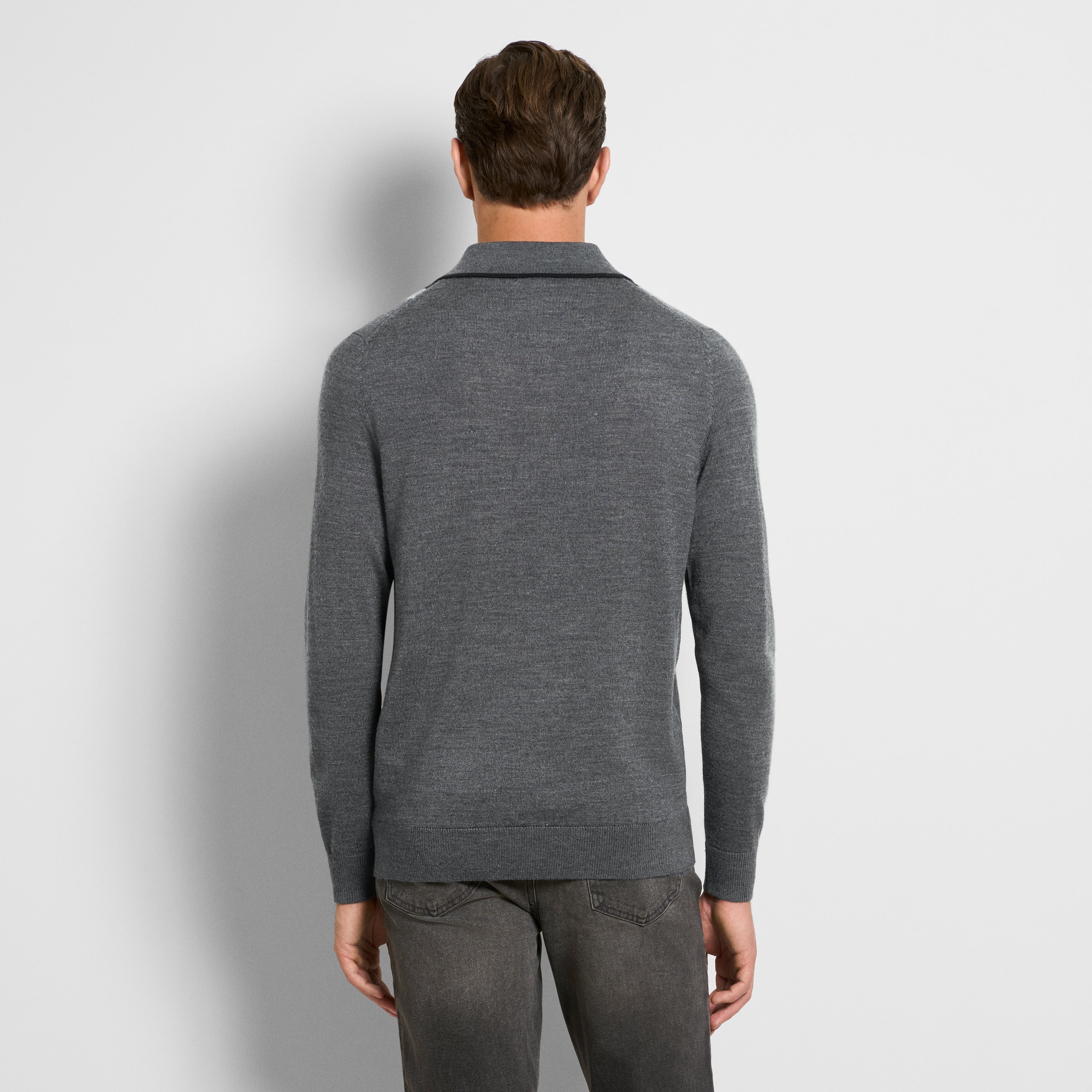 Essential Vertical Stripe Long Sleeve Sweater Polo
