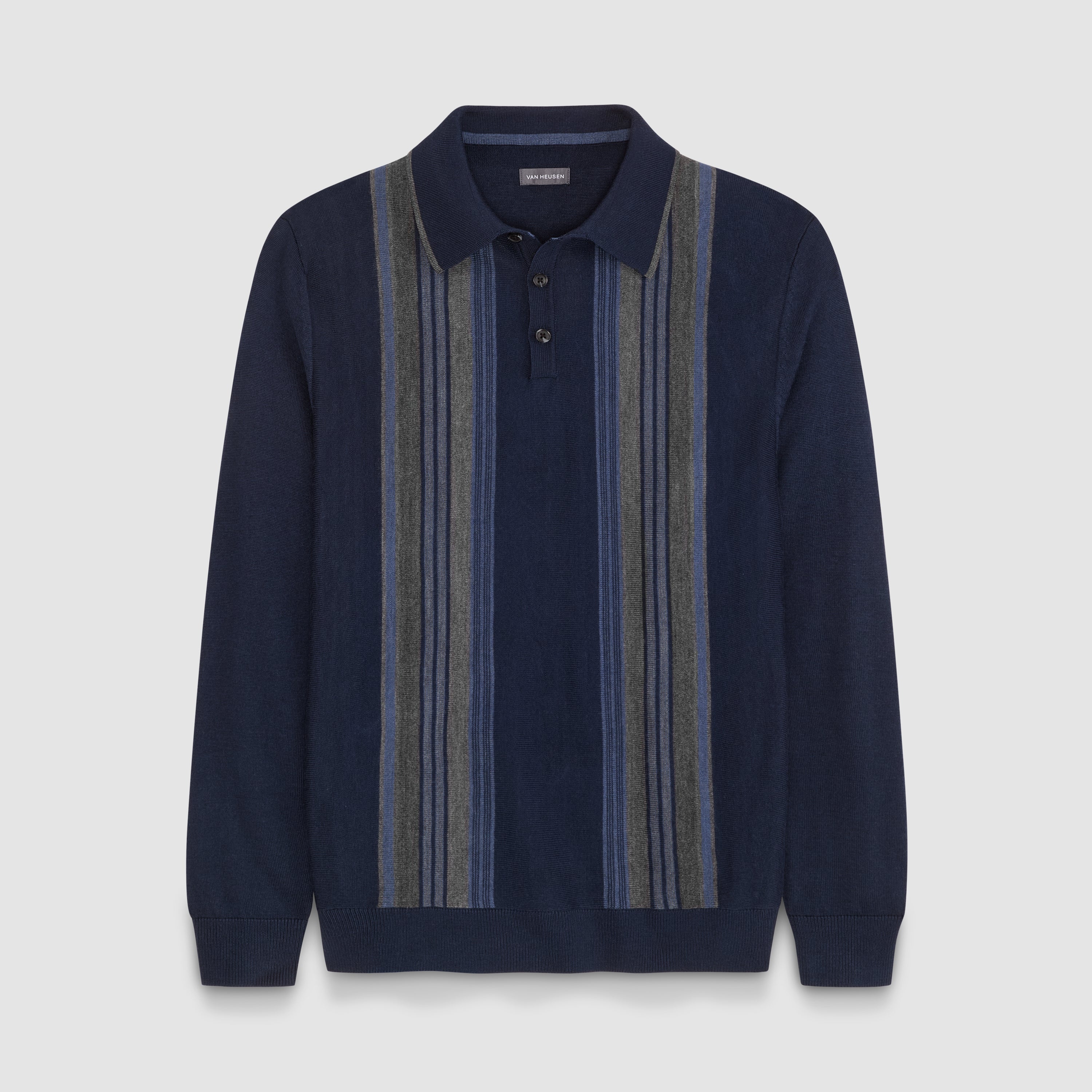 Essential Vertical Stripe Long Sleeve Sweater Polo