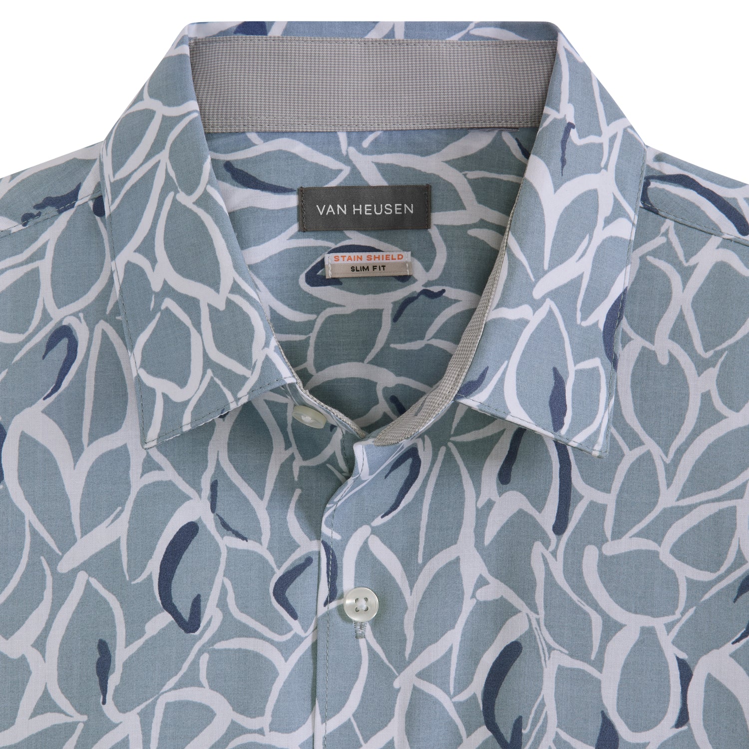 Folsen Short Sleeve Stain Shield Shirt Bold Leaf Print - Slim Fit