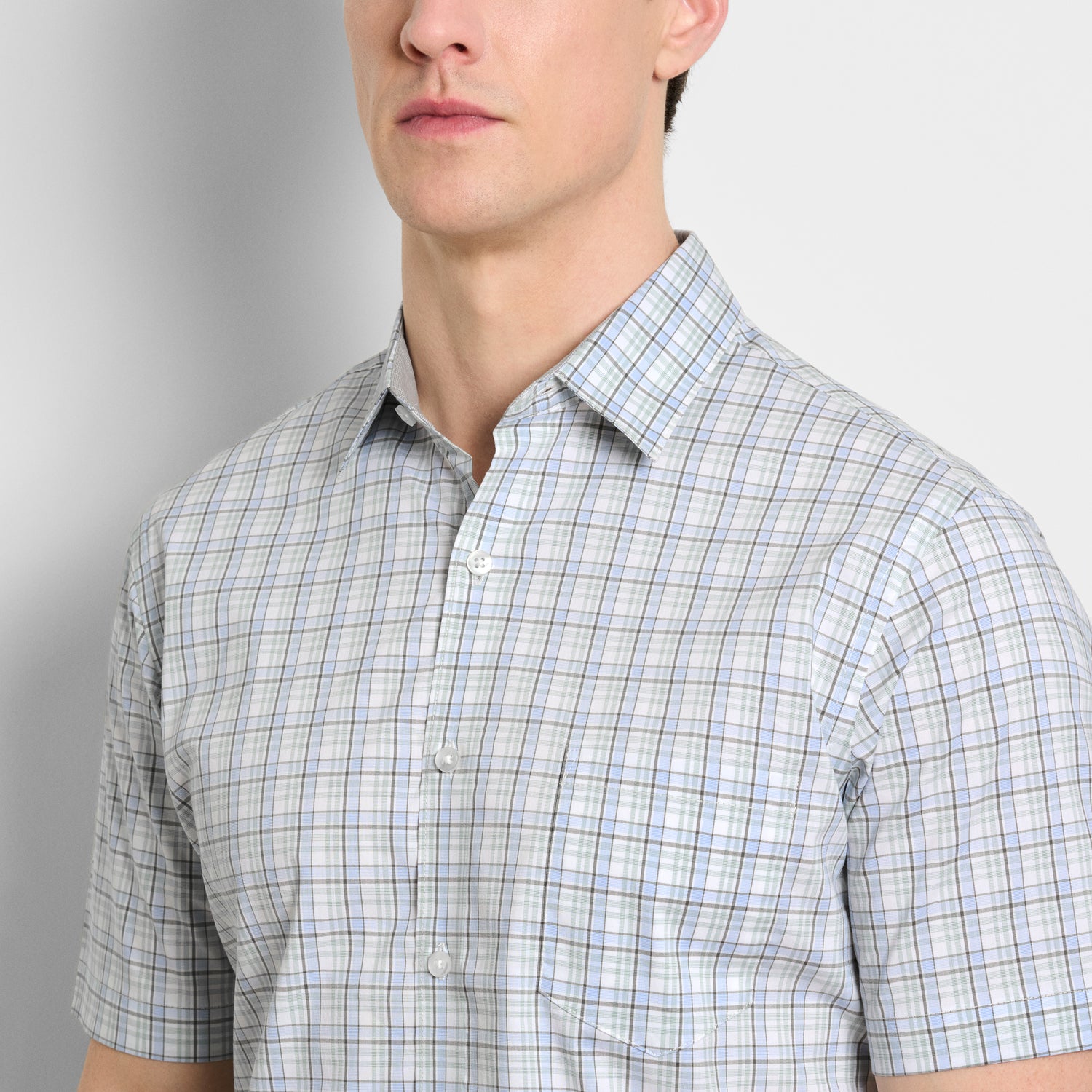 Folsen Short Sleeve Stain Shield Shirt Plaid Print - Slim Fit