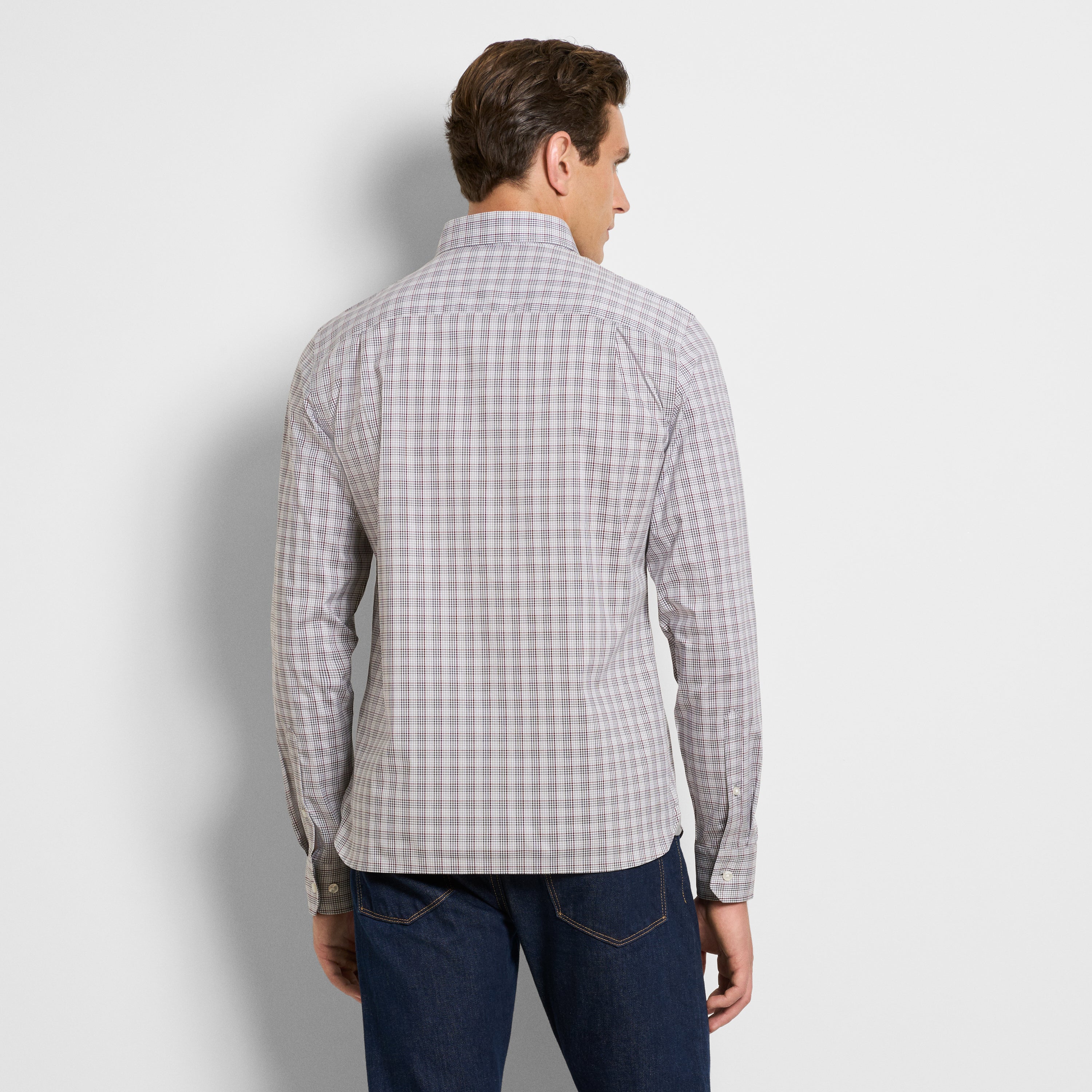 Cronbie Everyday Defense Stain Shield Tattersall Print Long Sleeve Shirt - Slim Fit